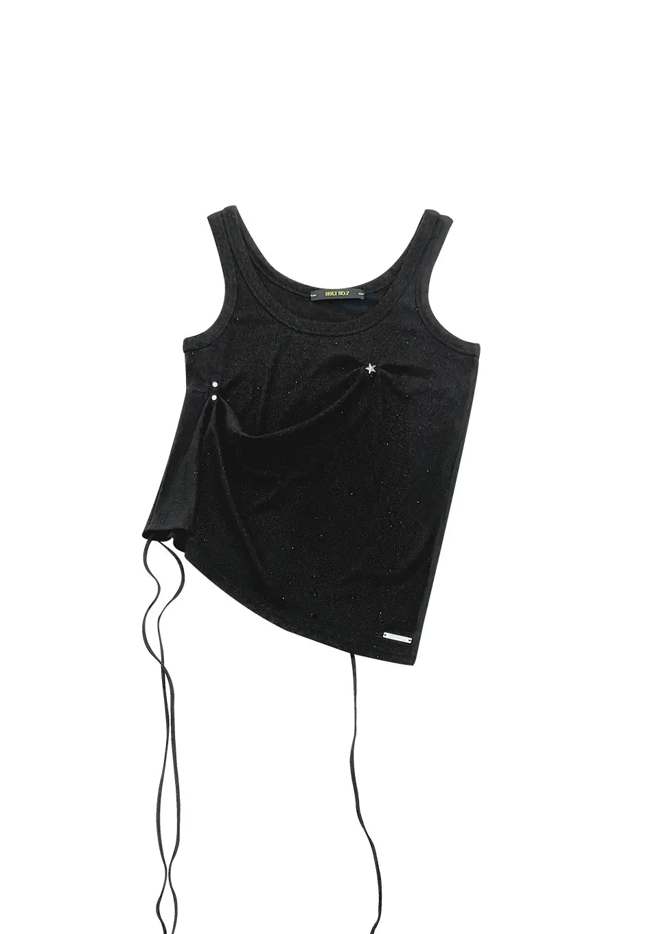 UNBALANCED PINTUCK SLEEVELESS_BLACK