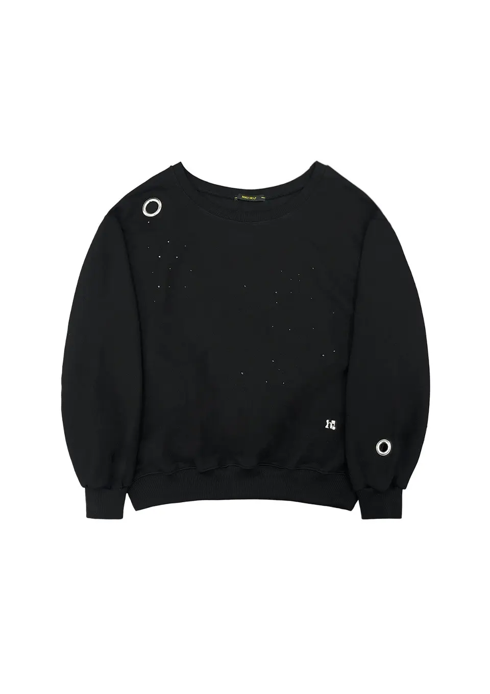 Eyelet Cubic Off-Shoulder Sweatshirt