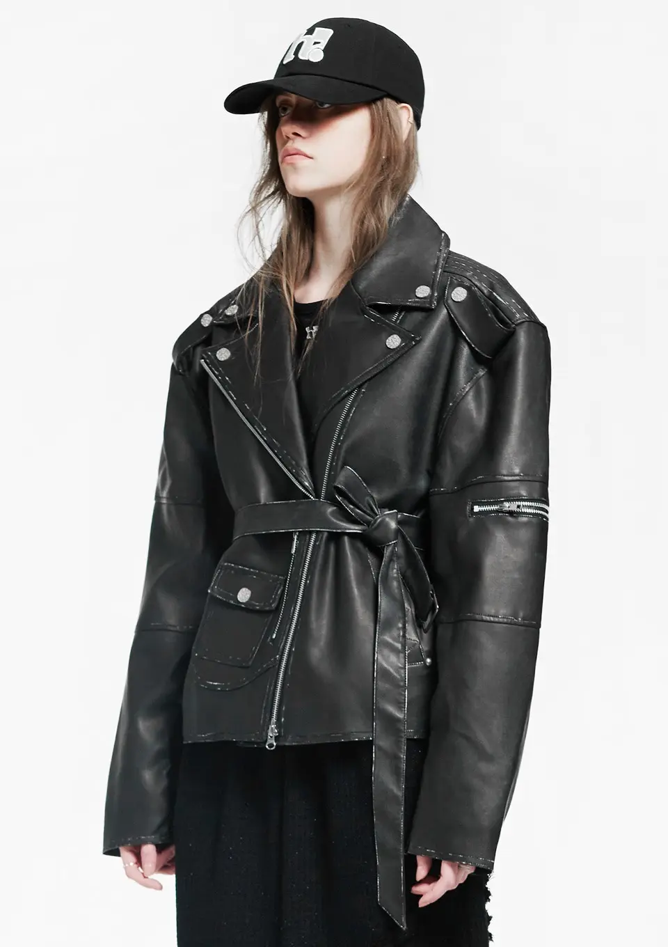 Vintage Leather Belted Jacket