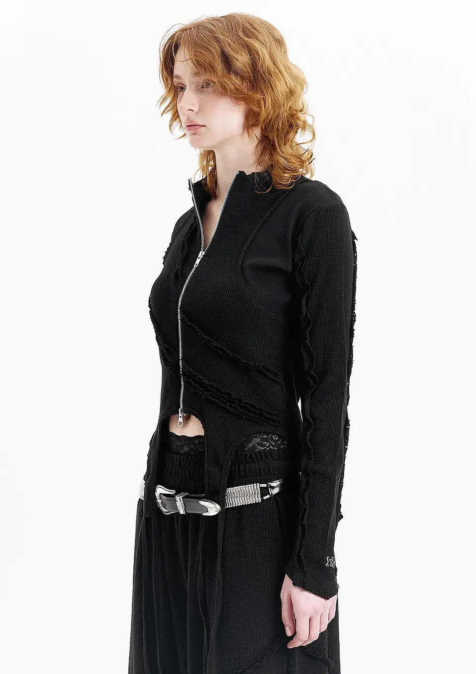 Open Deckie Waffle Zip-Up