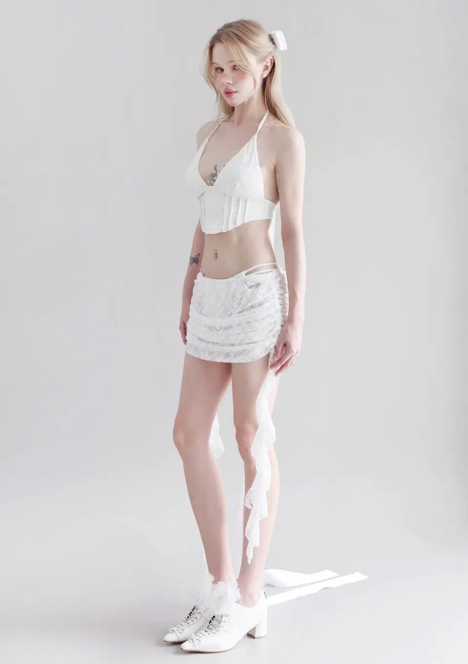 Lace Draped Mini Skirt