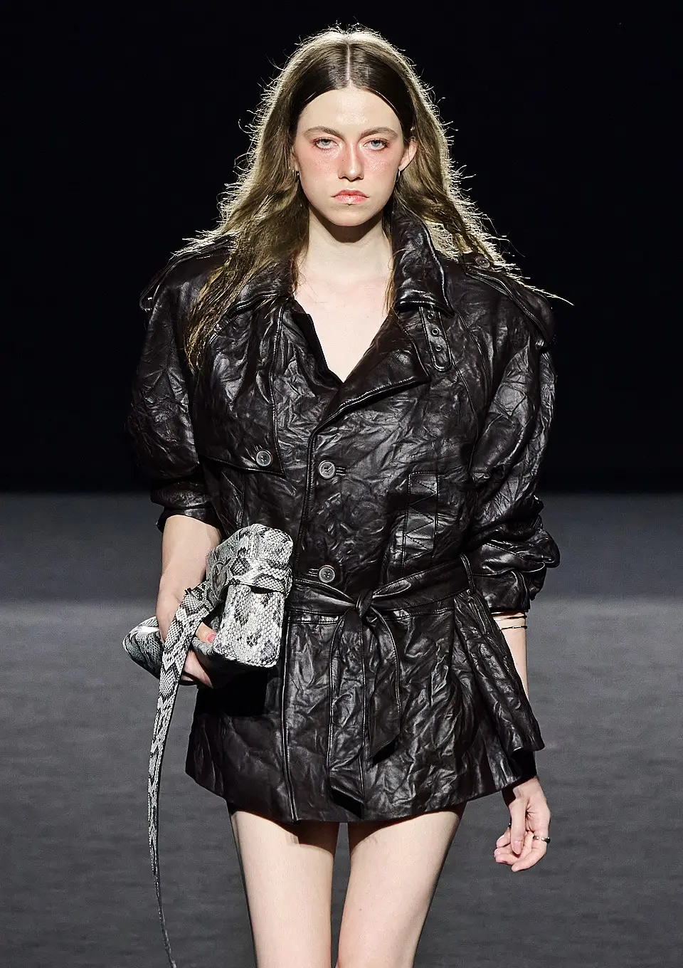 Wrinkled Belted Lambskin Jacket_Brown