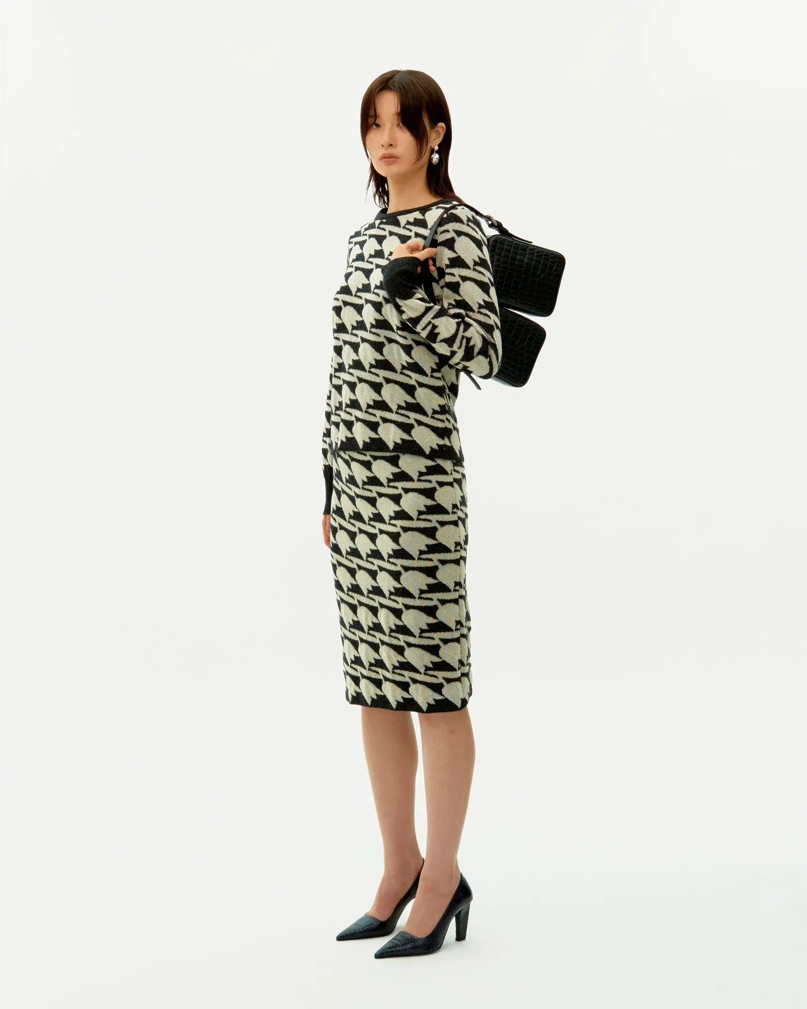 Tulip Jacquard Wool Skirt