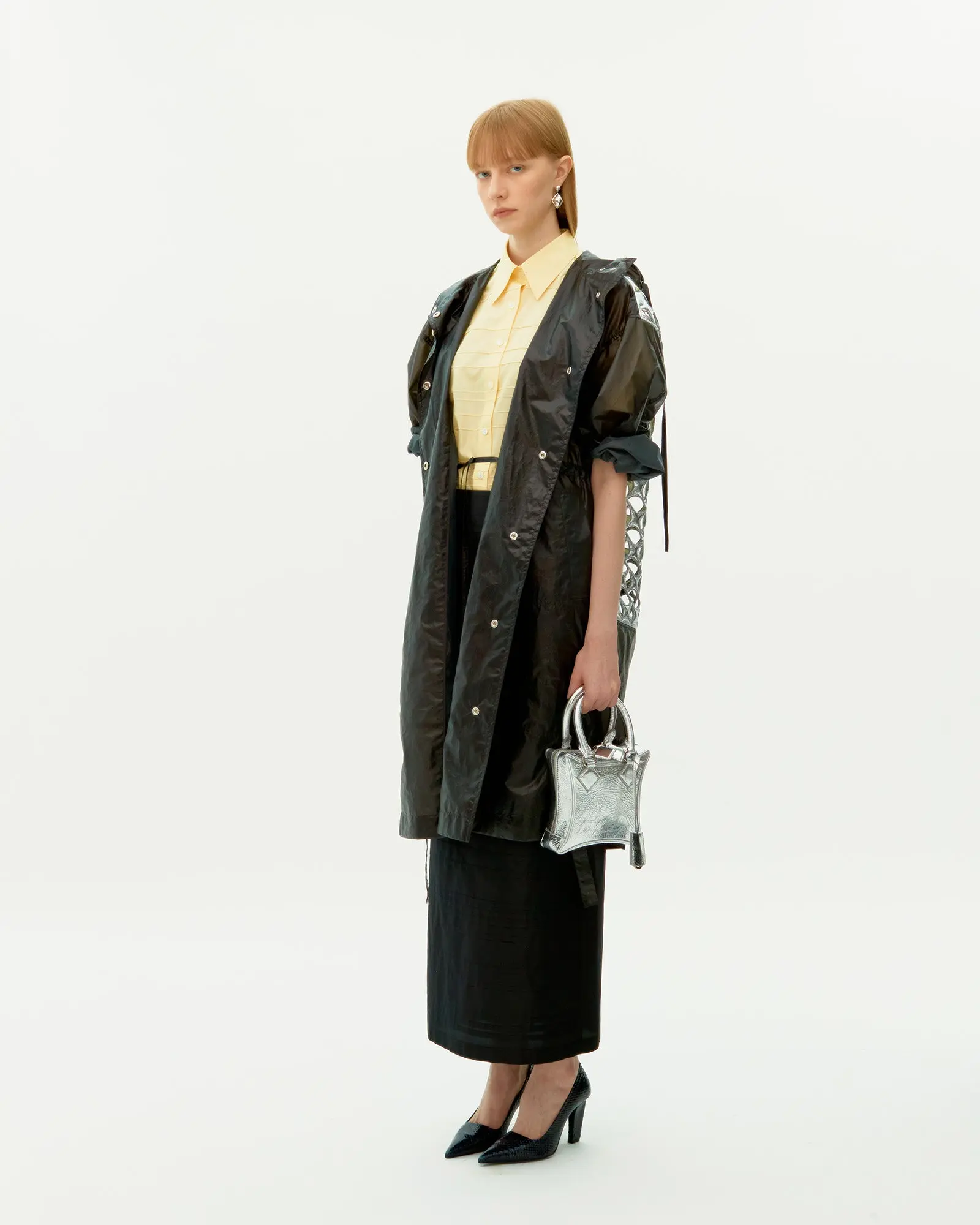 Black Pintuck Long Skirt
