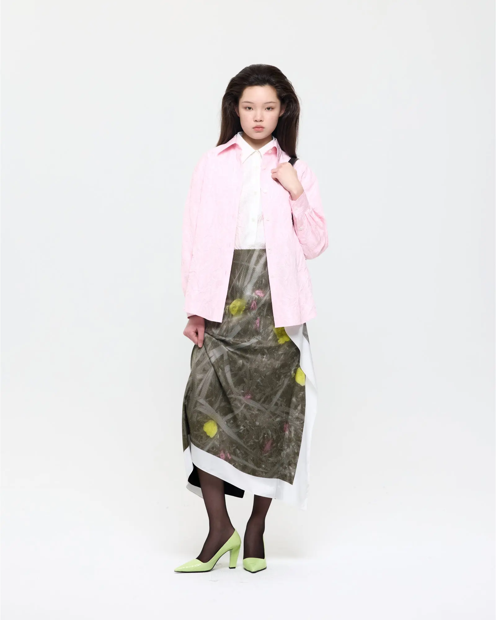 Pink Creased Silk Taffeta Shirt