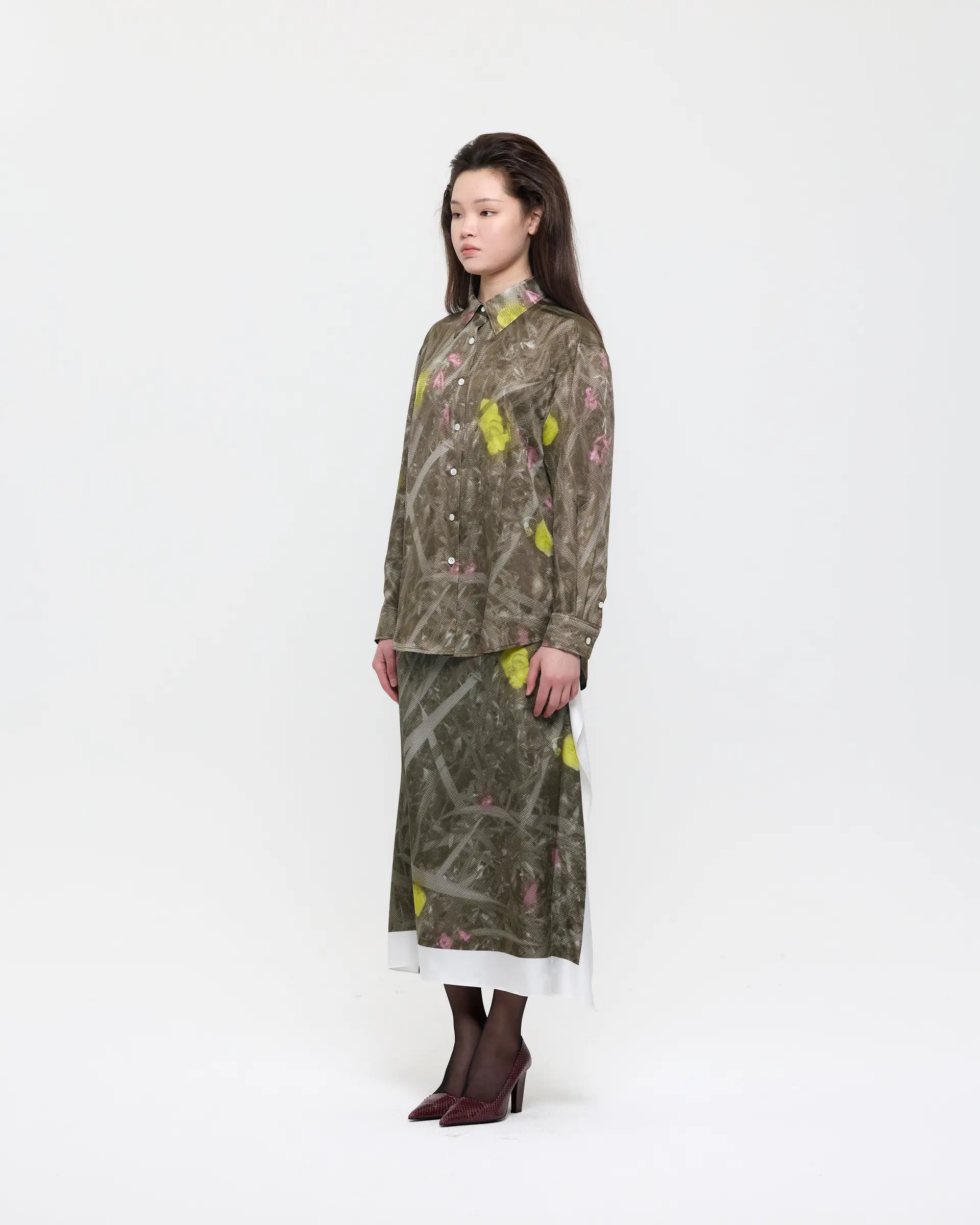 Olive Green Evening Primrose Flag Skirt