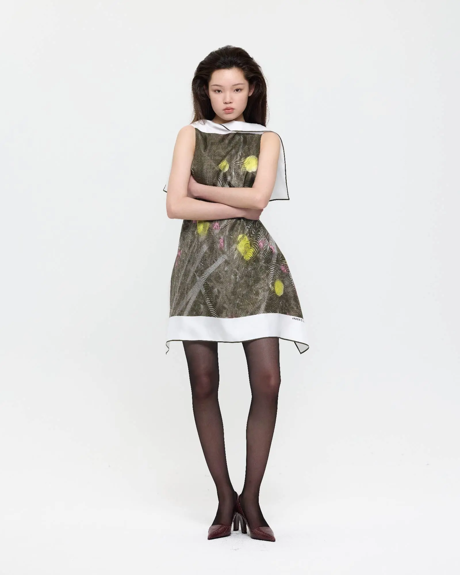 Olive Green Evening Primrose Flag Dress