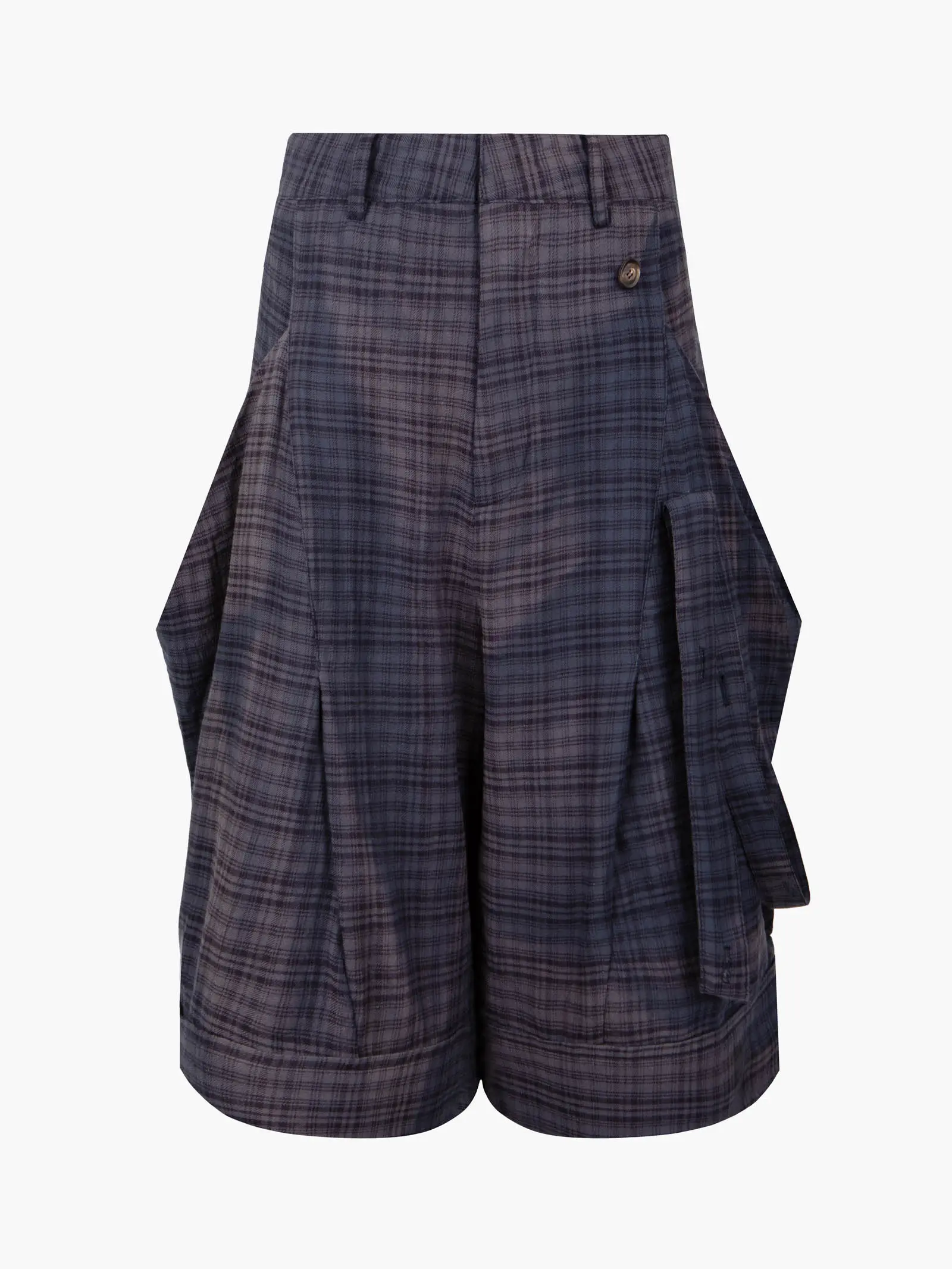 Sun-Bleached Layered Strap Half Trousers - Navy