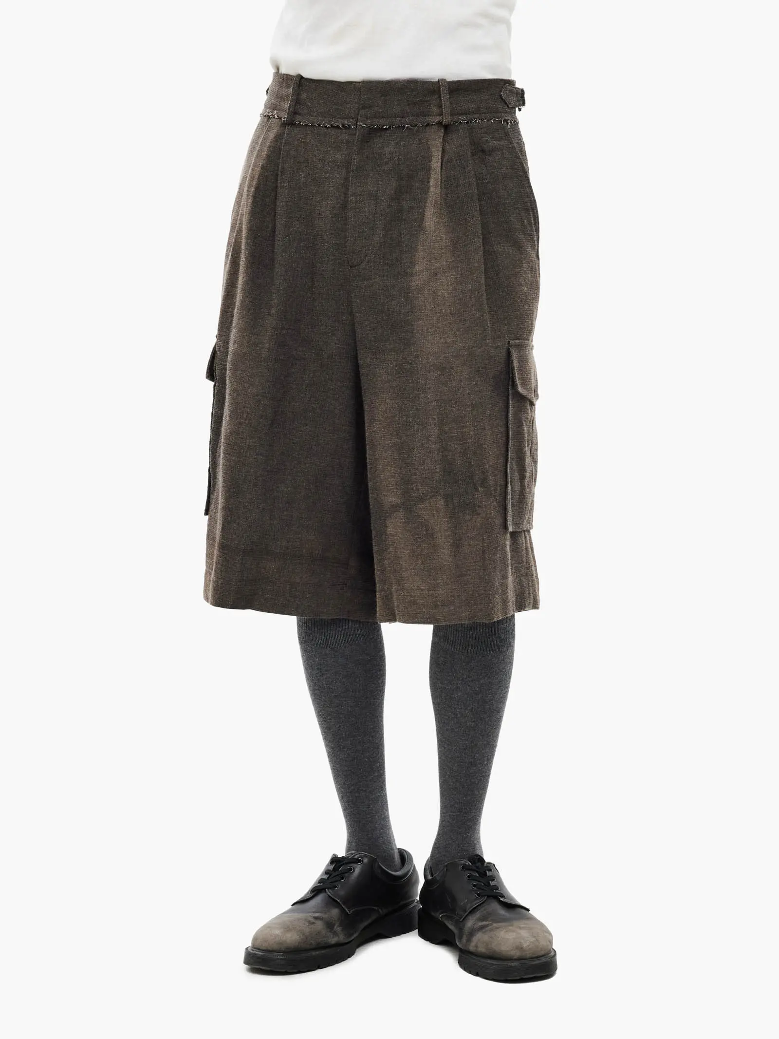 Sun-Bleached Multi Pocket Half Trousers - Brown