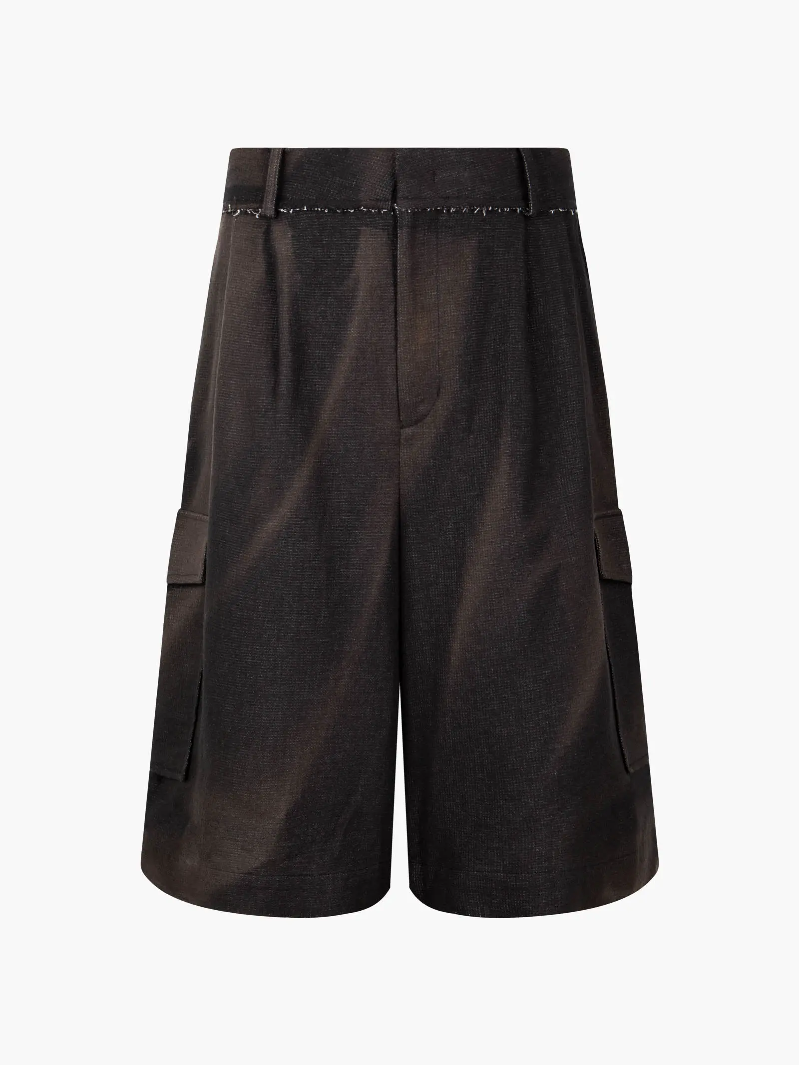 Sun-Bleached Multi Pocket Half Trousers - Black