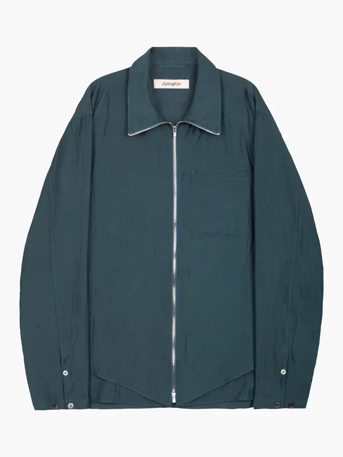 Layered Zip-Up Shirt - Navy