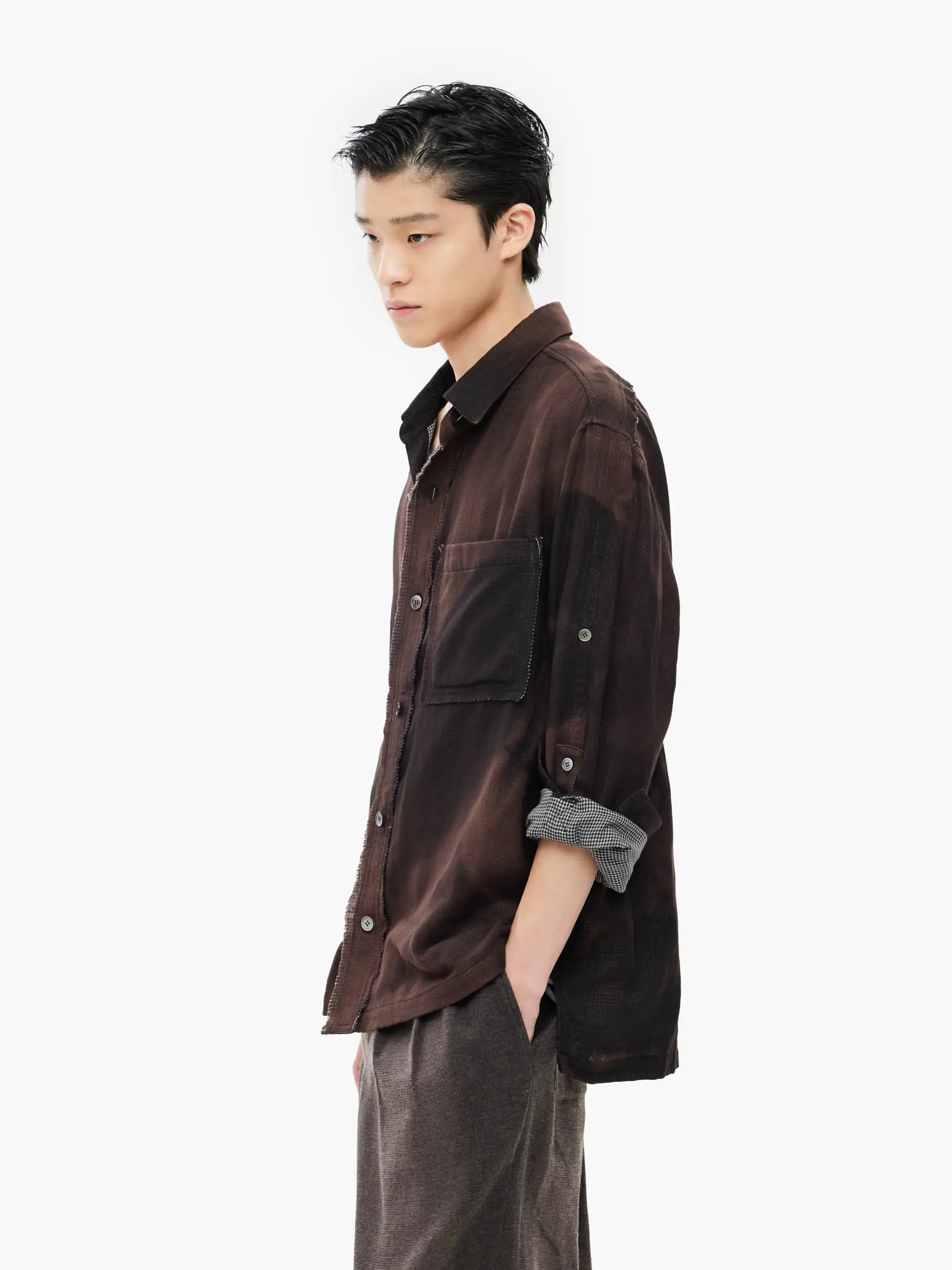 Sun-Bleached Strap Detailed Shirt - Black