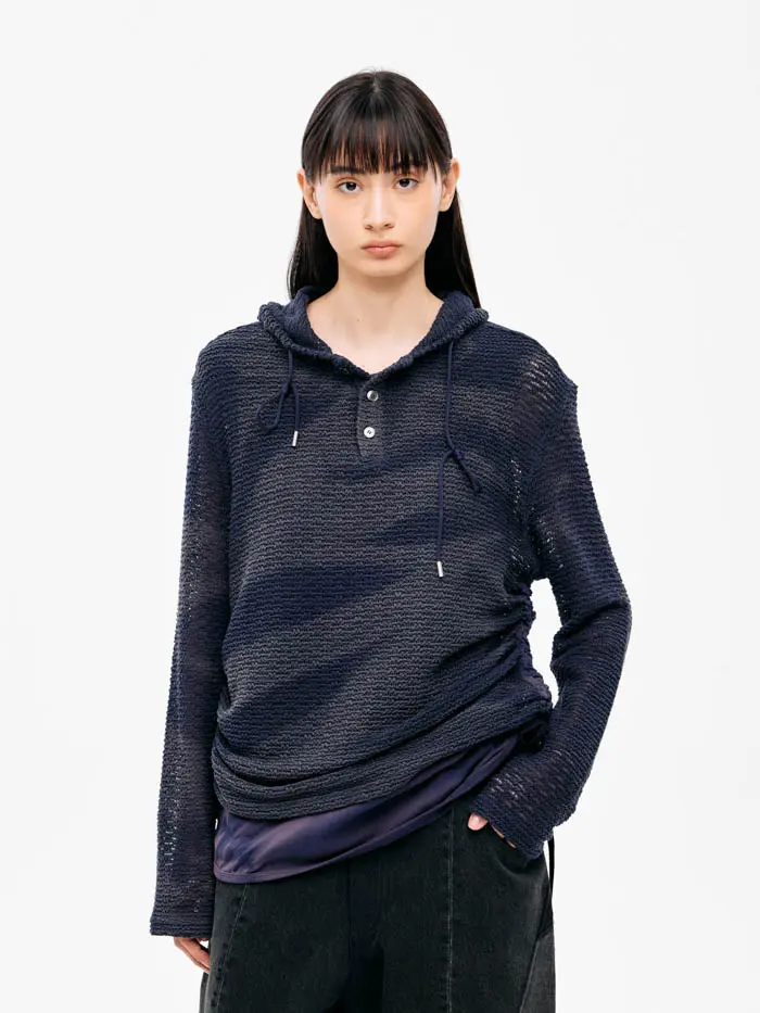 Sun-Bleached Layered Net Hoodie - Purple
