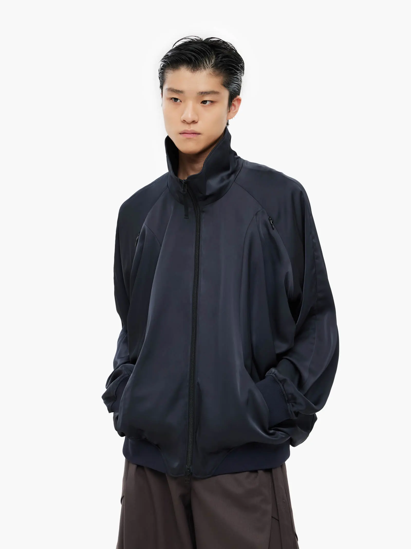 Draped Track Jacket - Navy