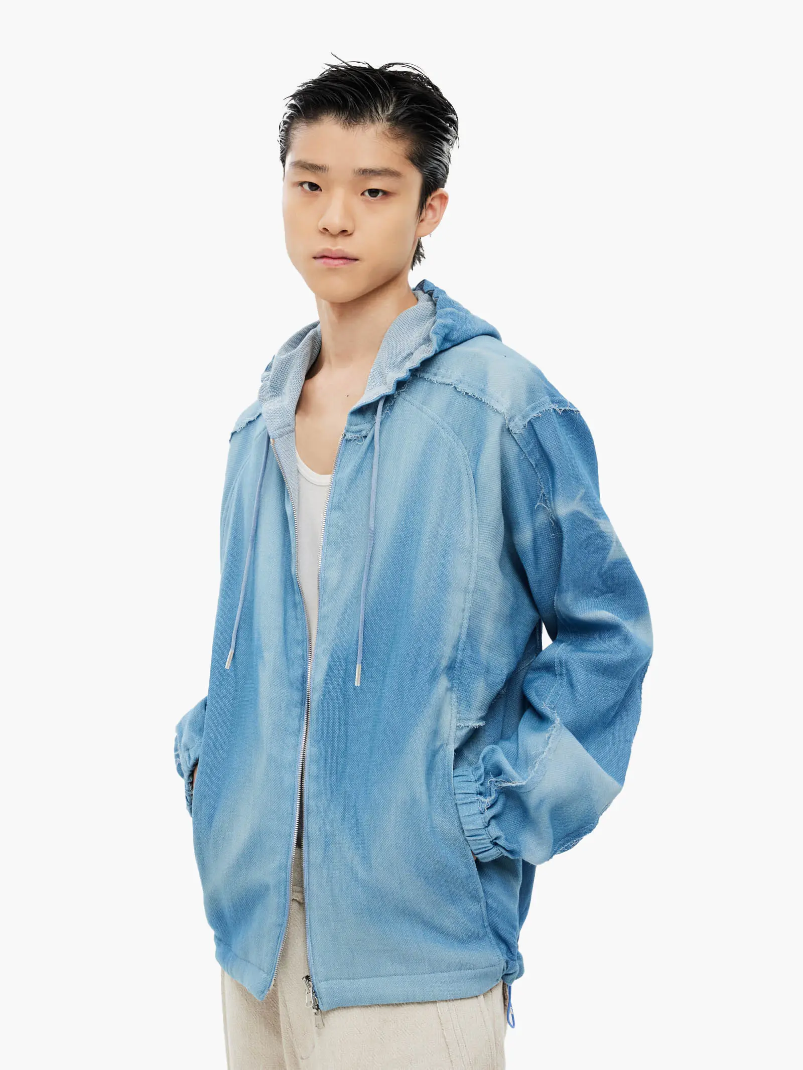 Sun-Bleached Reversible Hood Jacket - Light Blue