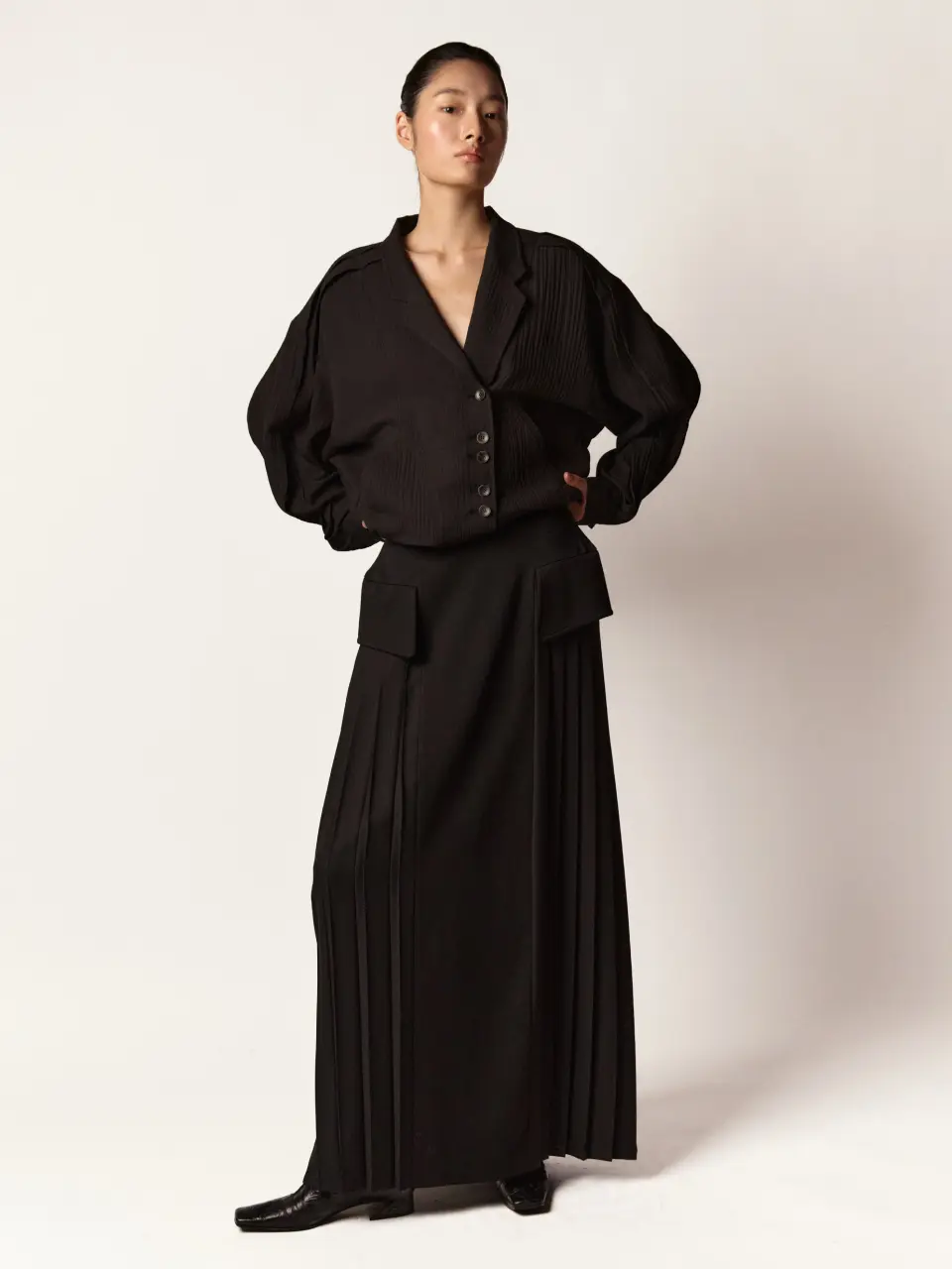 Relaxed Column Jacket - Black