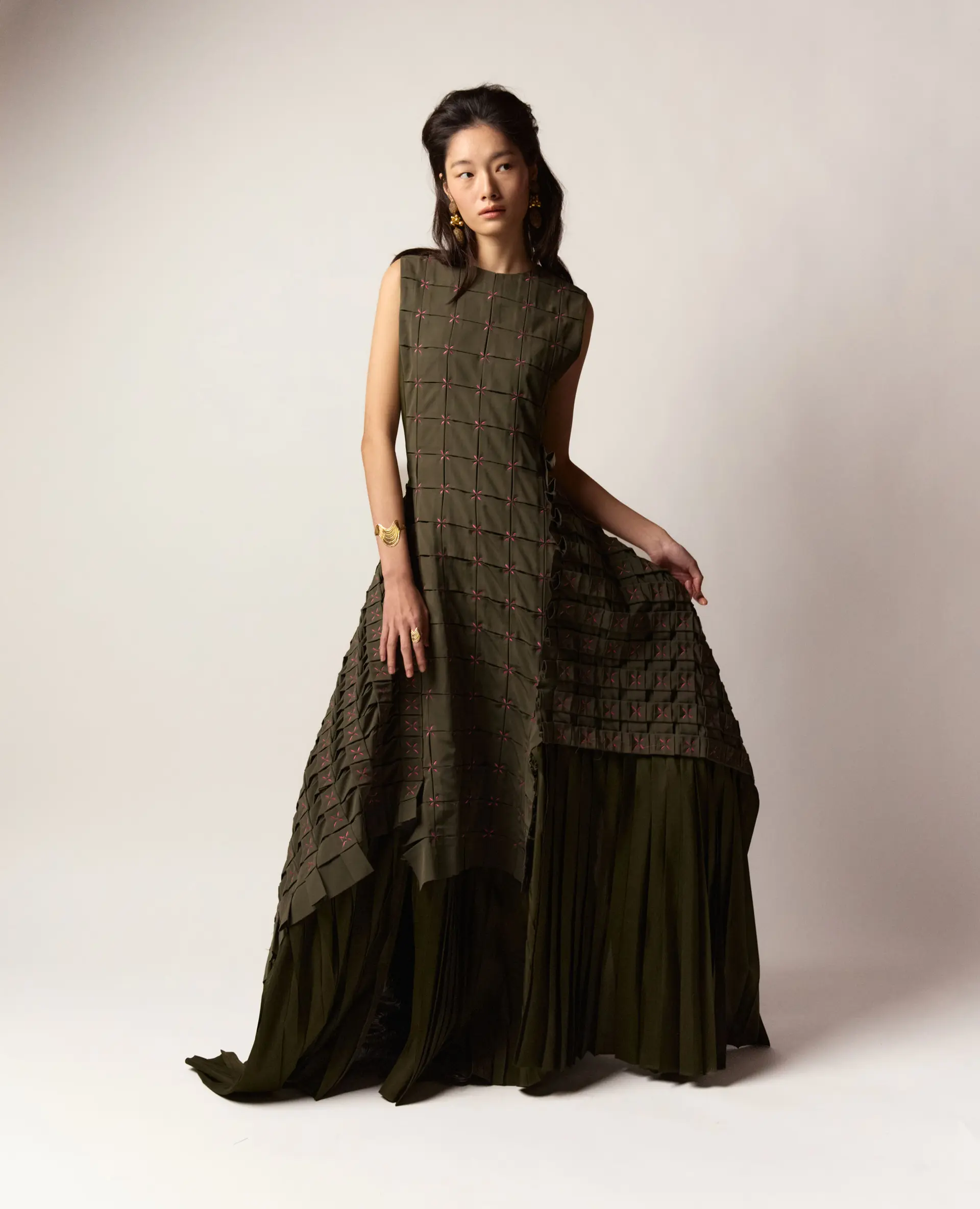 Archive Handcraft Collection - Sal Embroidered Pleated Dress