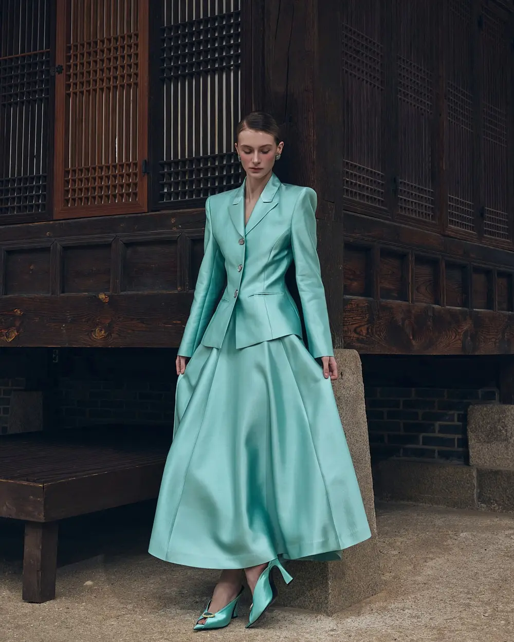 Wool-Silk Skirt (Mint)