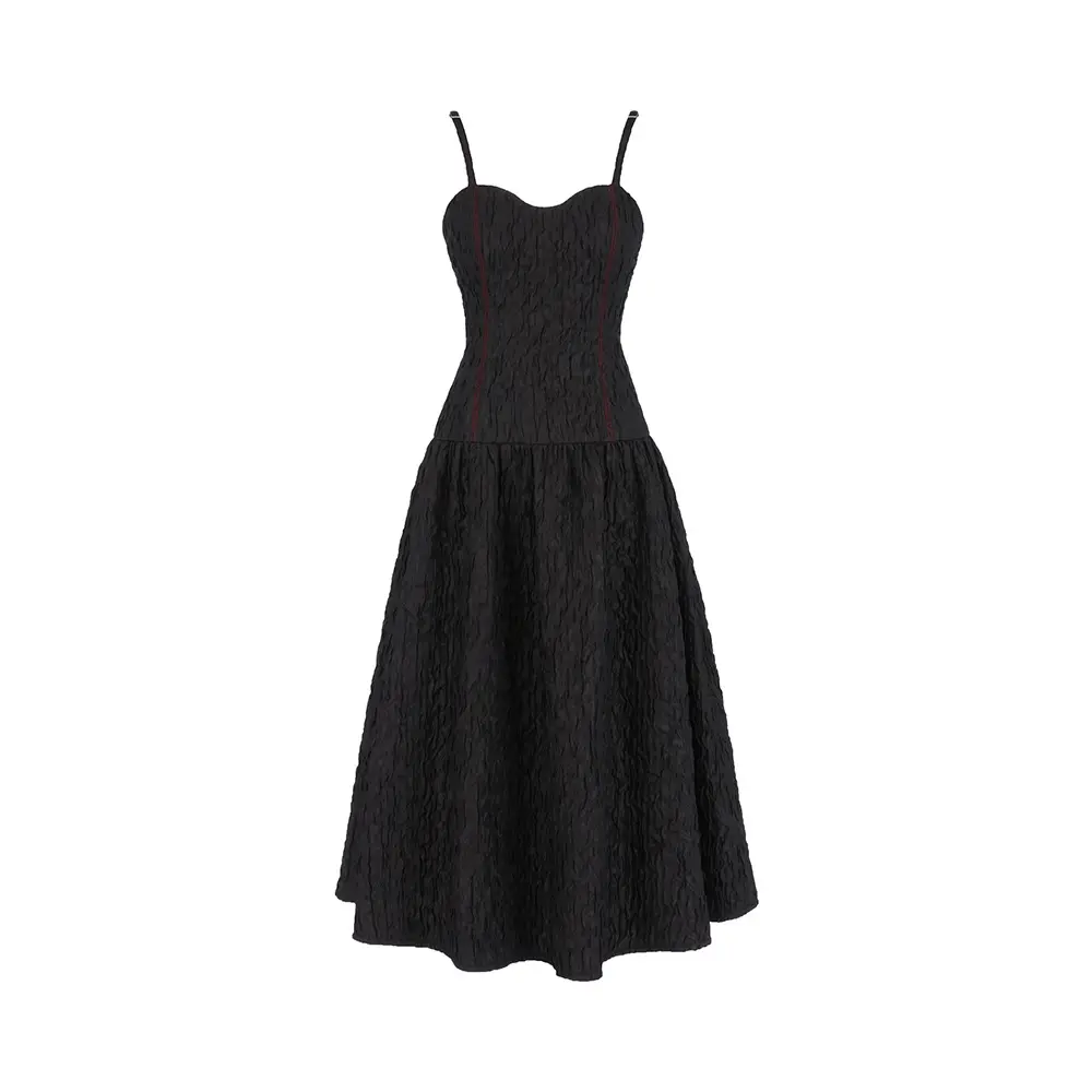 Bustier Shirring Dress (Black)