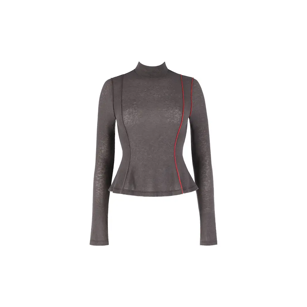 Flare Turtle Neck Top (Grey)