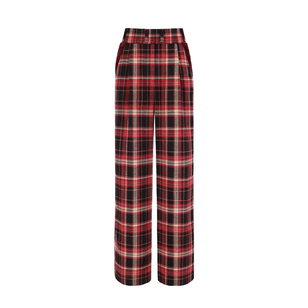 High Waist Plaid Pants