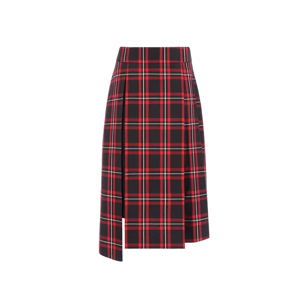 Unbalanced Plaid Skirt