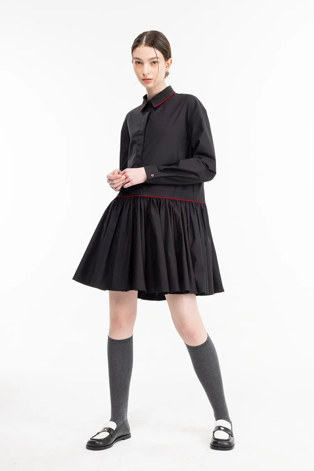 Shirring Shirt Dress