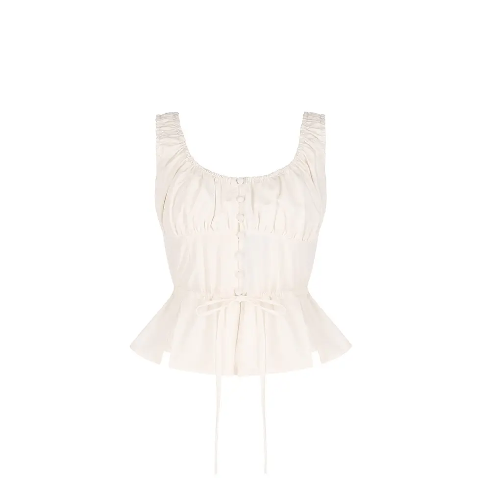 Sleeveless Shirring Blouse