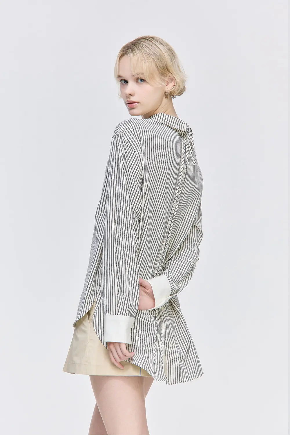 Oversized Cream Stripe Shirt