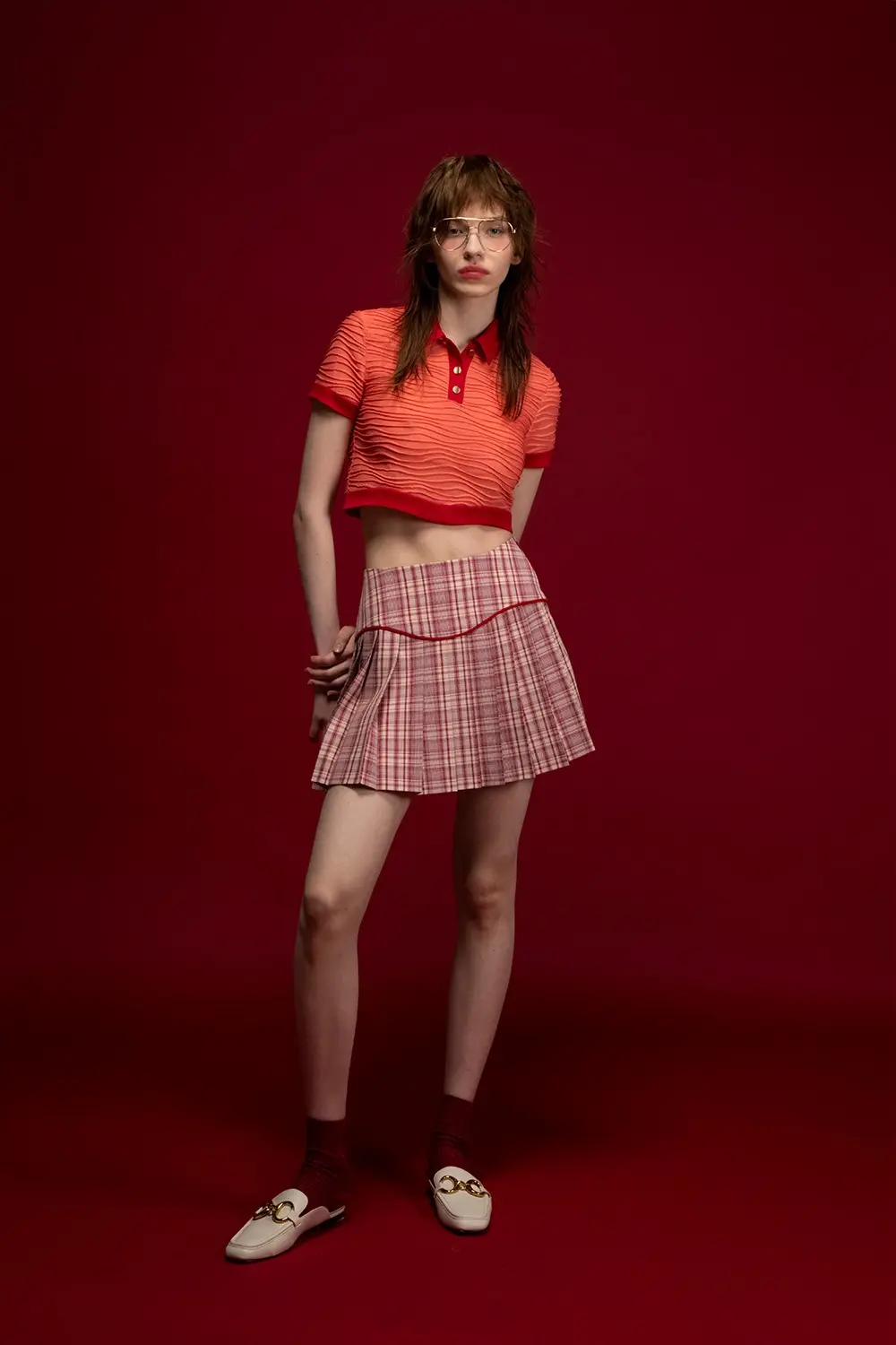 Wavy Pleated Mini Skirt
