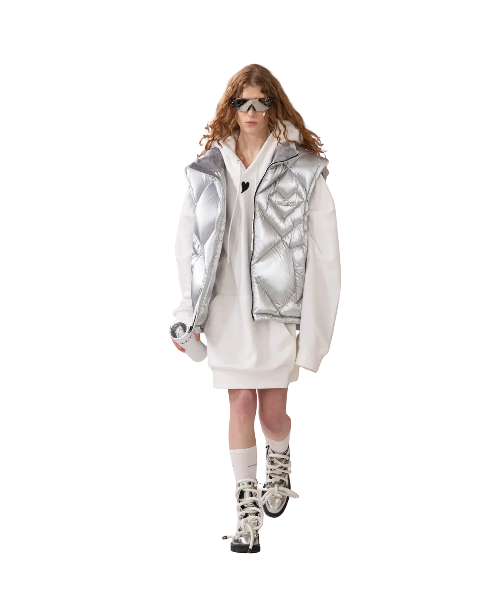 Heart Patch Oversized Hoodie (White)