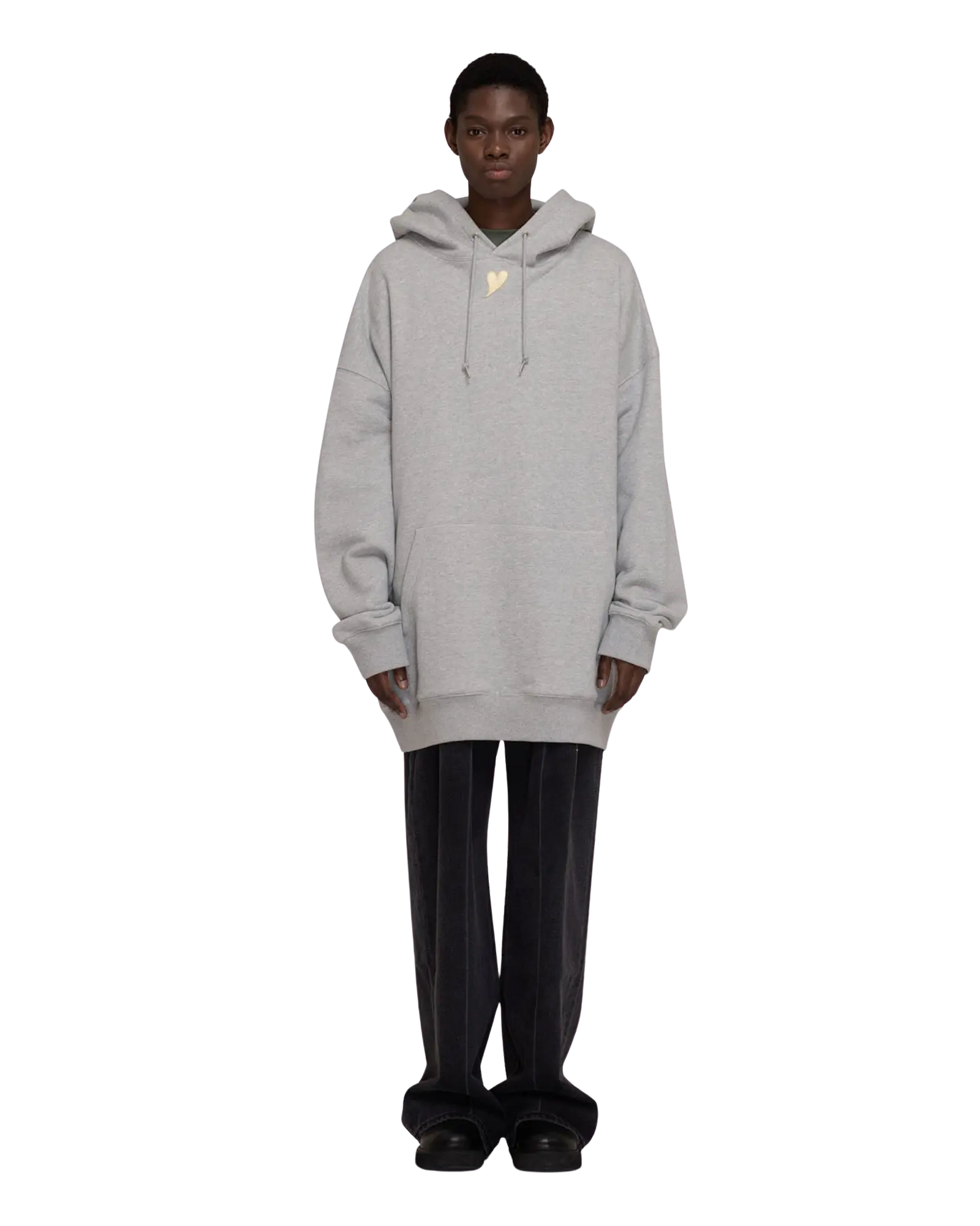 Heart Patch Oversized Hoodie (Grey)