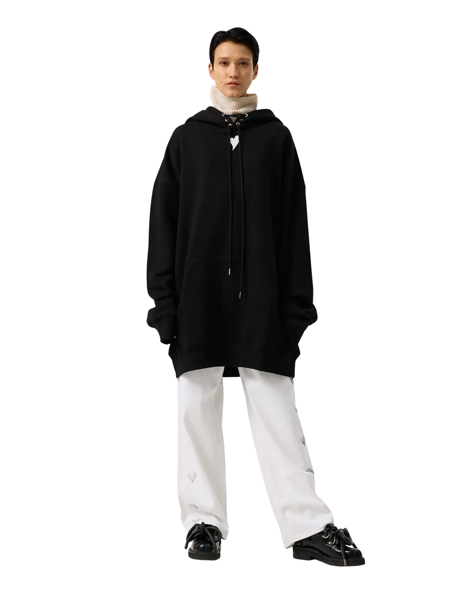 Heart Patch Oversized Hoodie (Black)