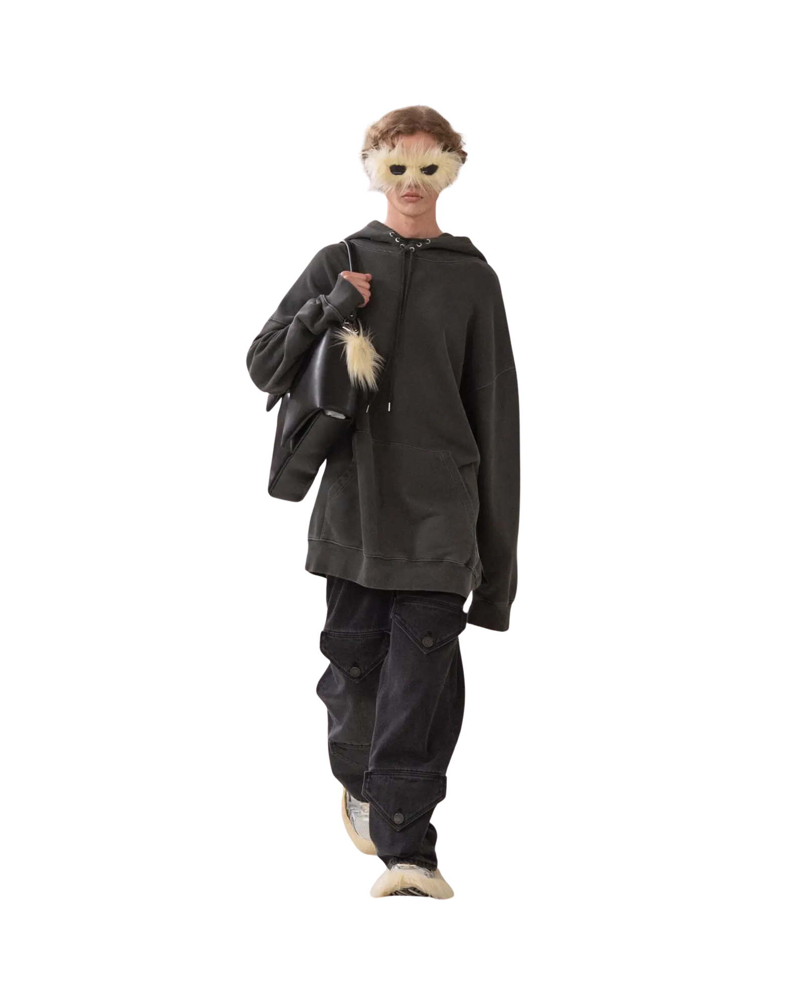 Upcycled Eyelet Hoodie (Grey)