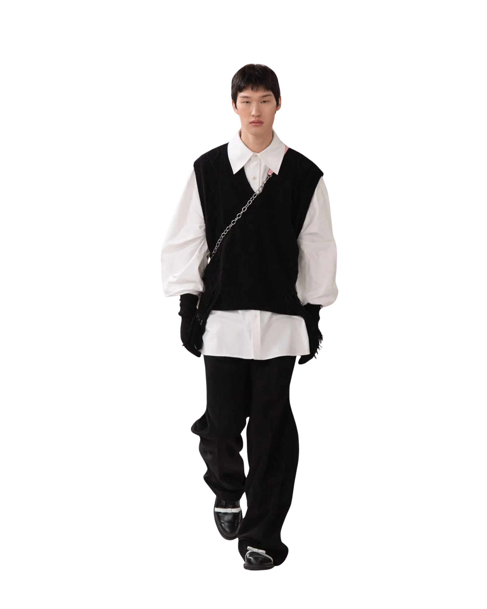 Fringed Knit Vest (Black)