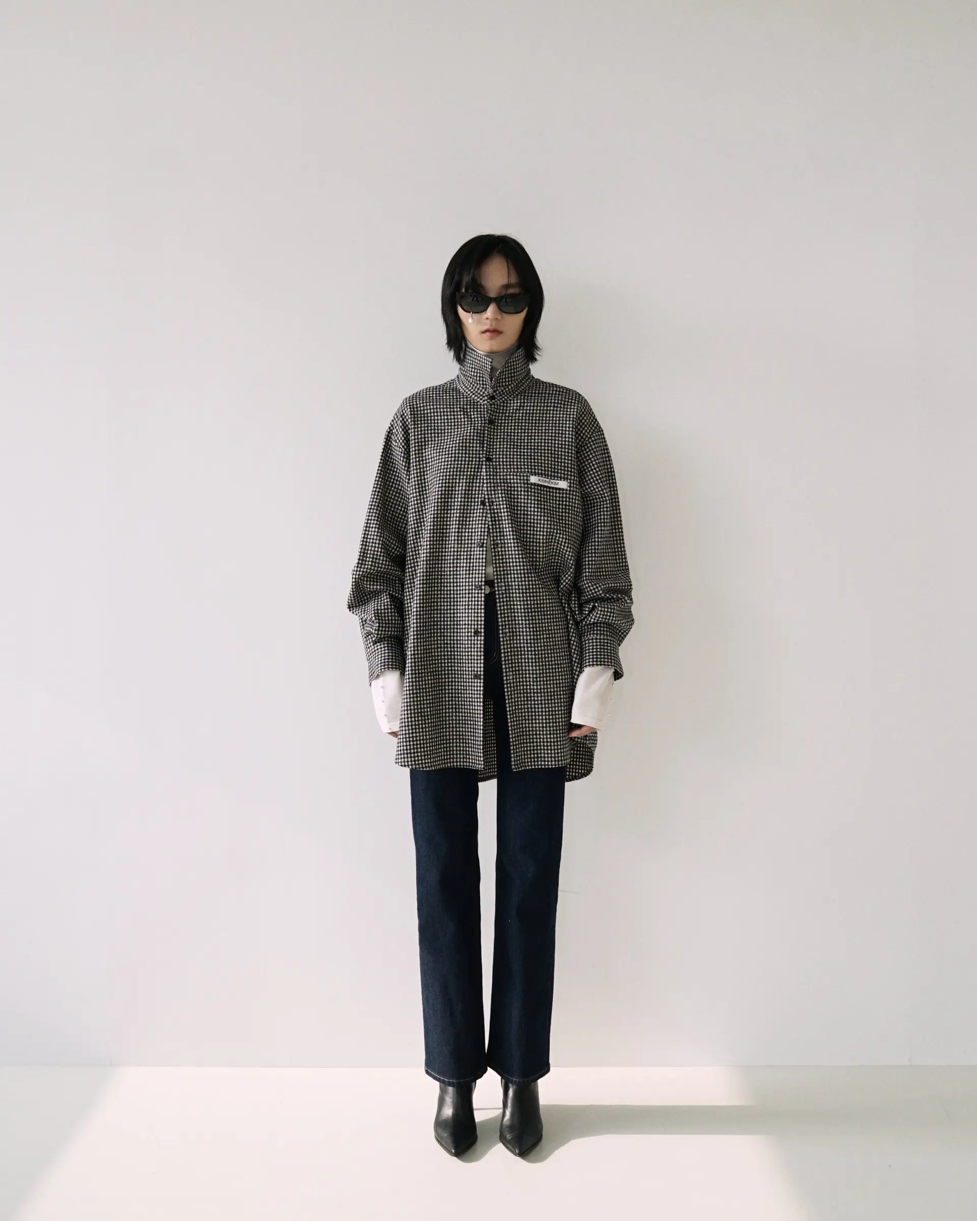 Checkered KIMHEKIM Label Shirt (Black)