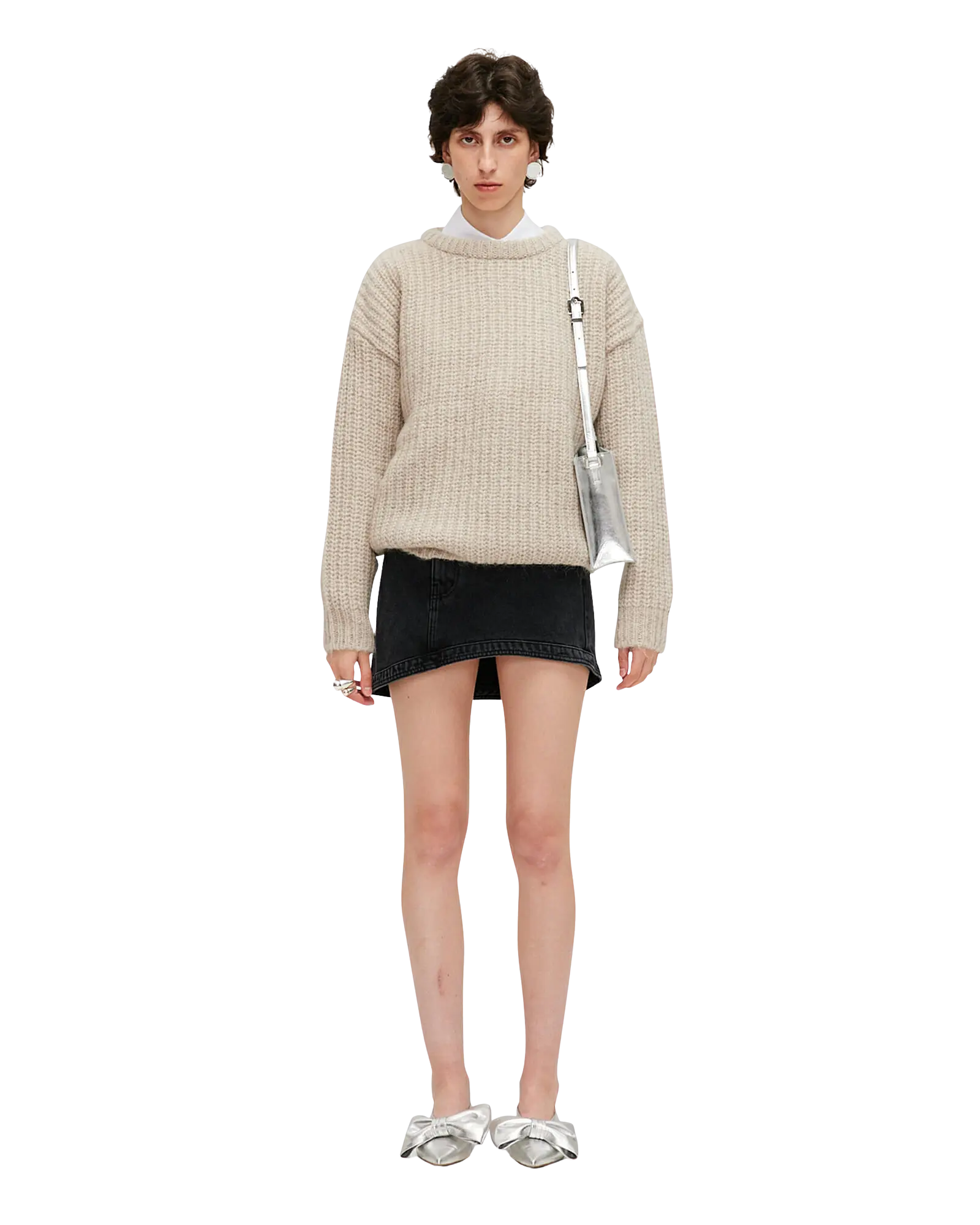 Ripped Mohair-Alpaca Sweater (Beige)
