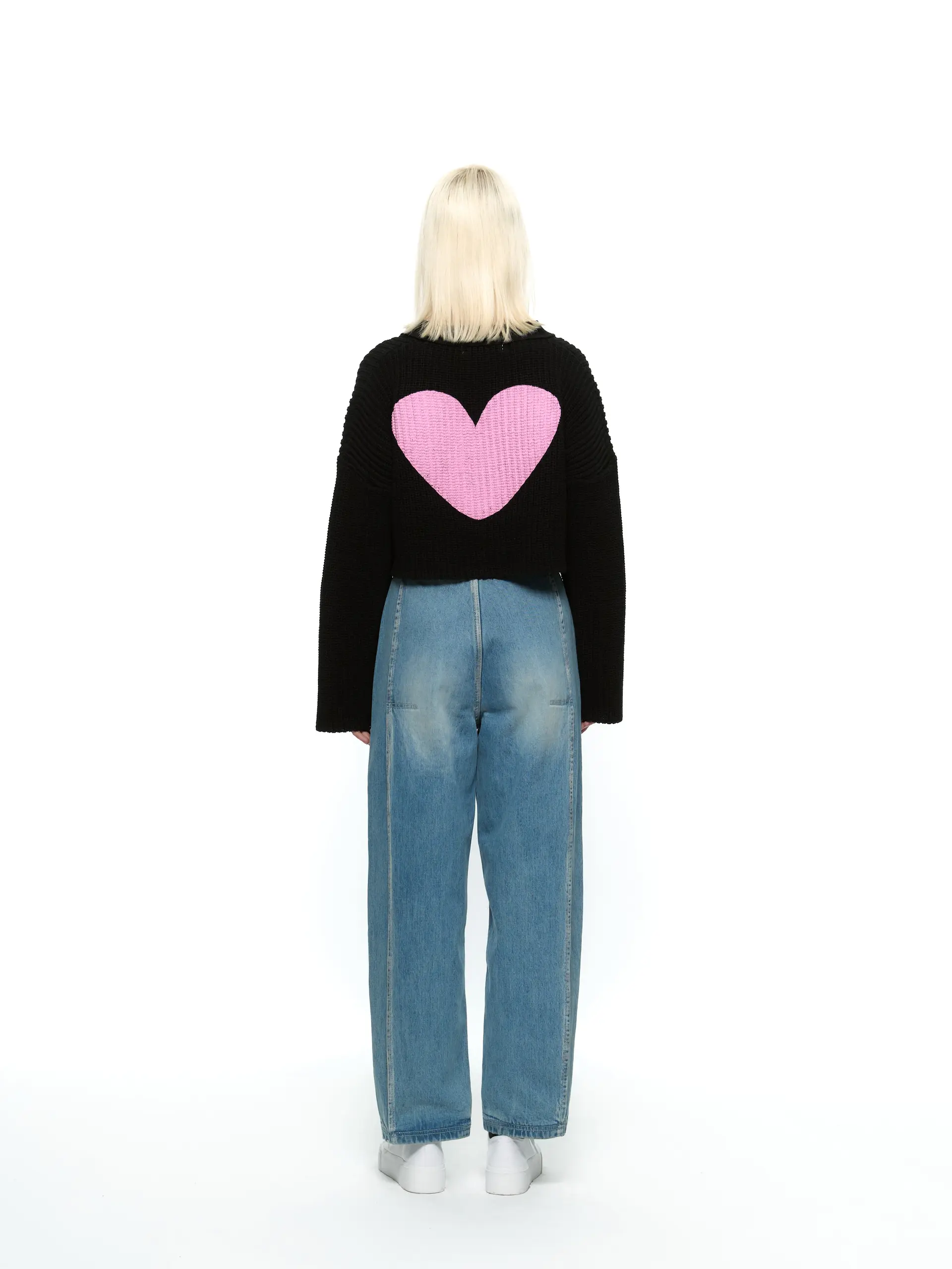 Heart Crop Cardigan (Black)