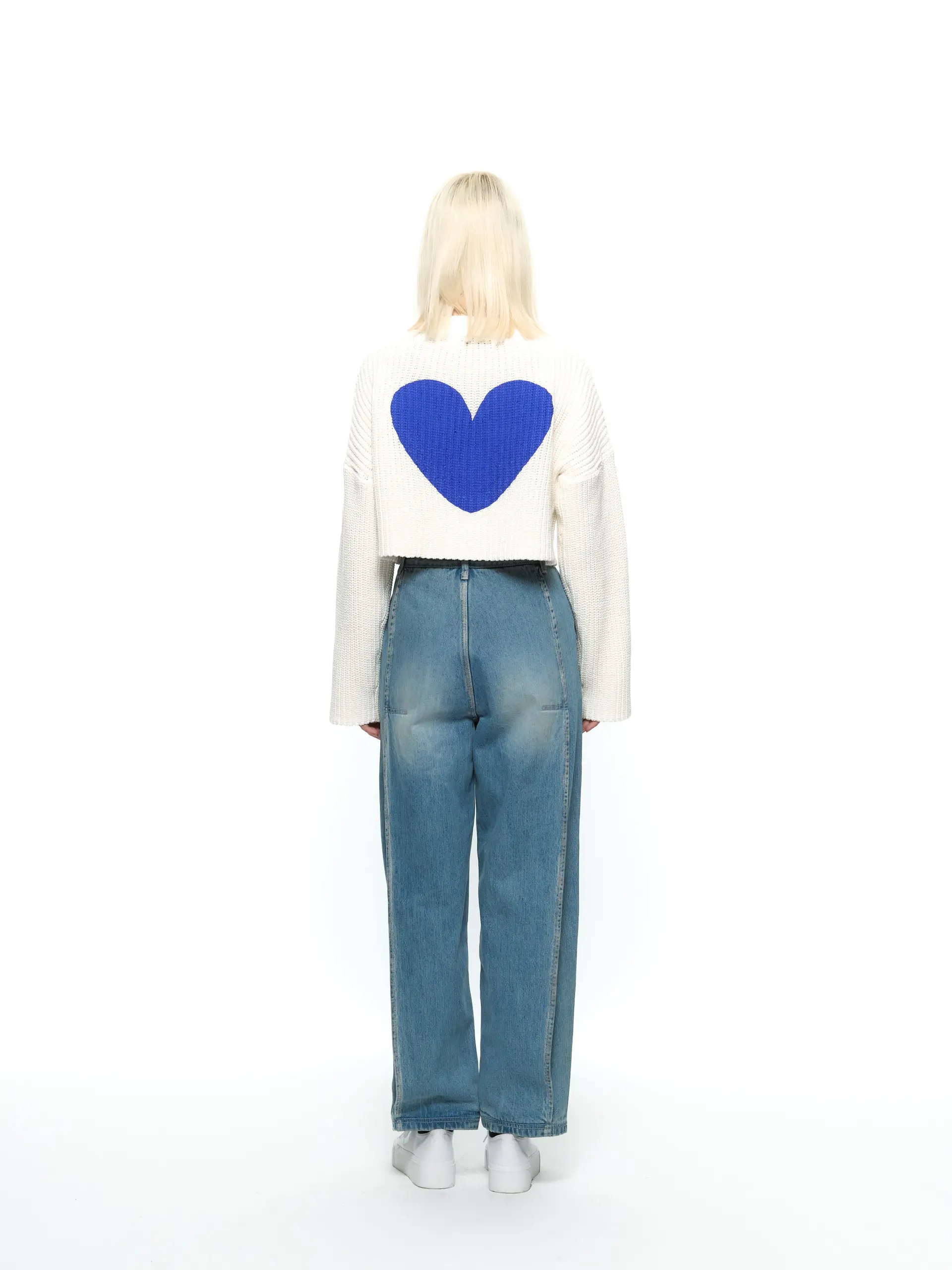 Heart Crop Cardigan (Blue)