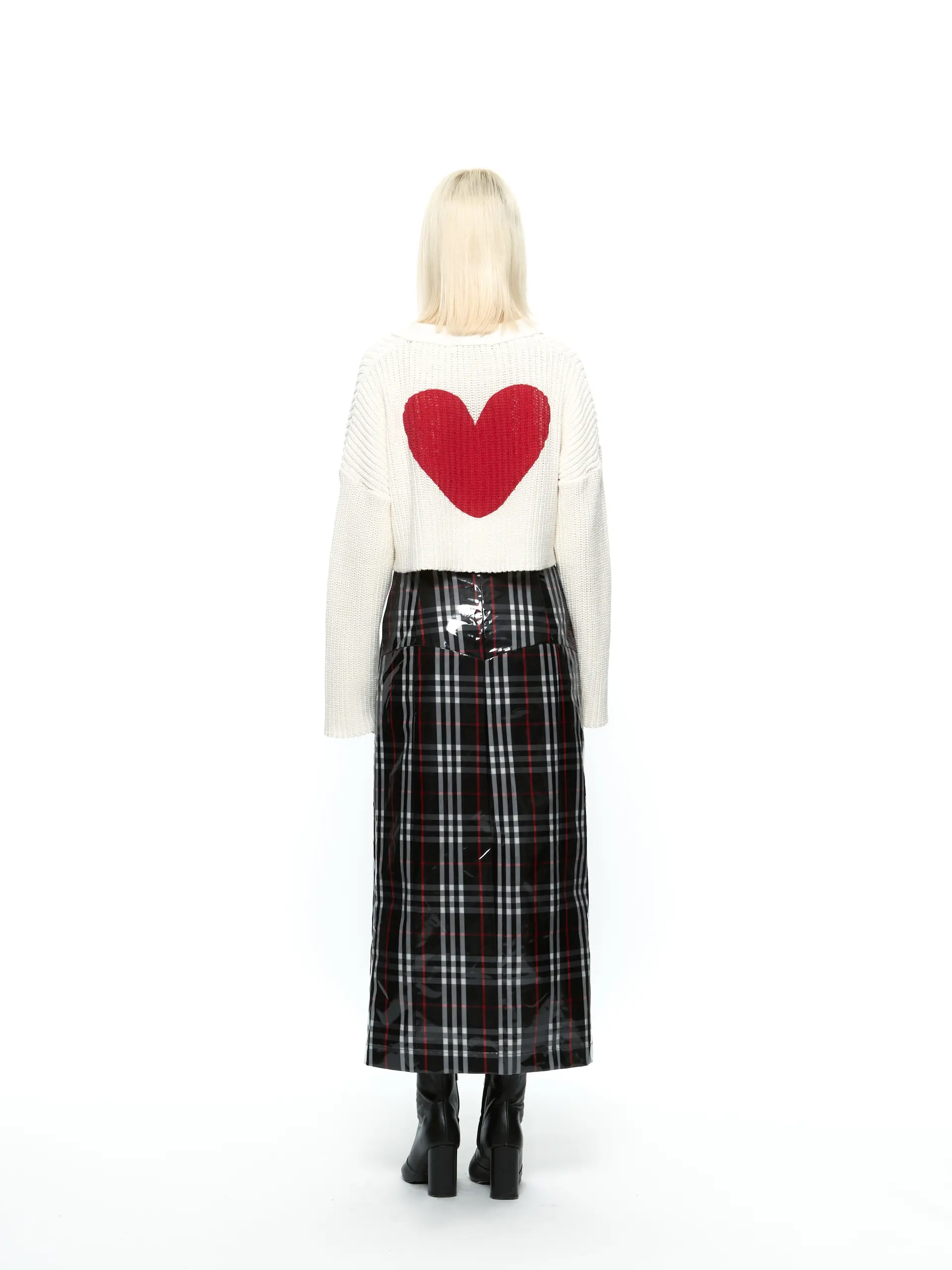 Heart Crop Cardigan (Red)