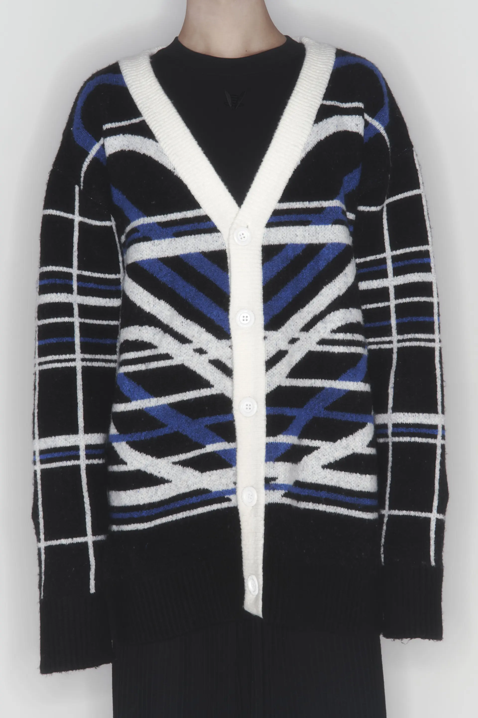 Heart Graphic Knit Cardigan (Blue)