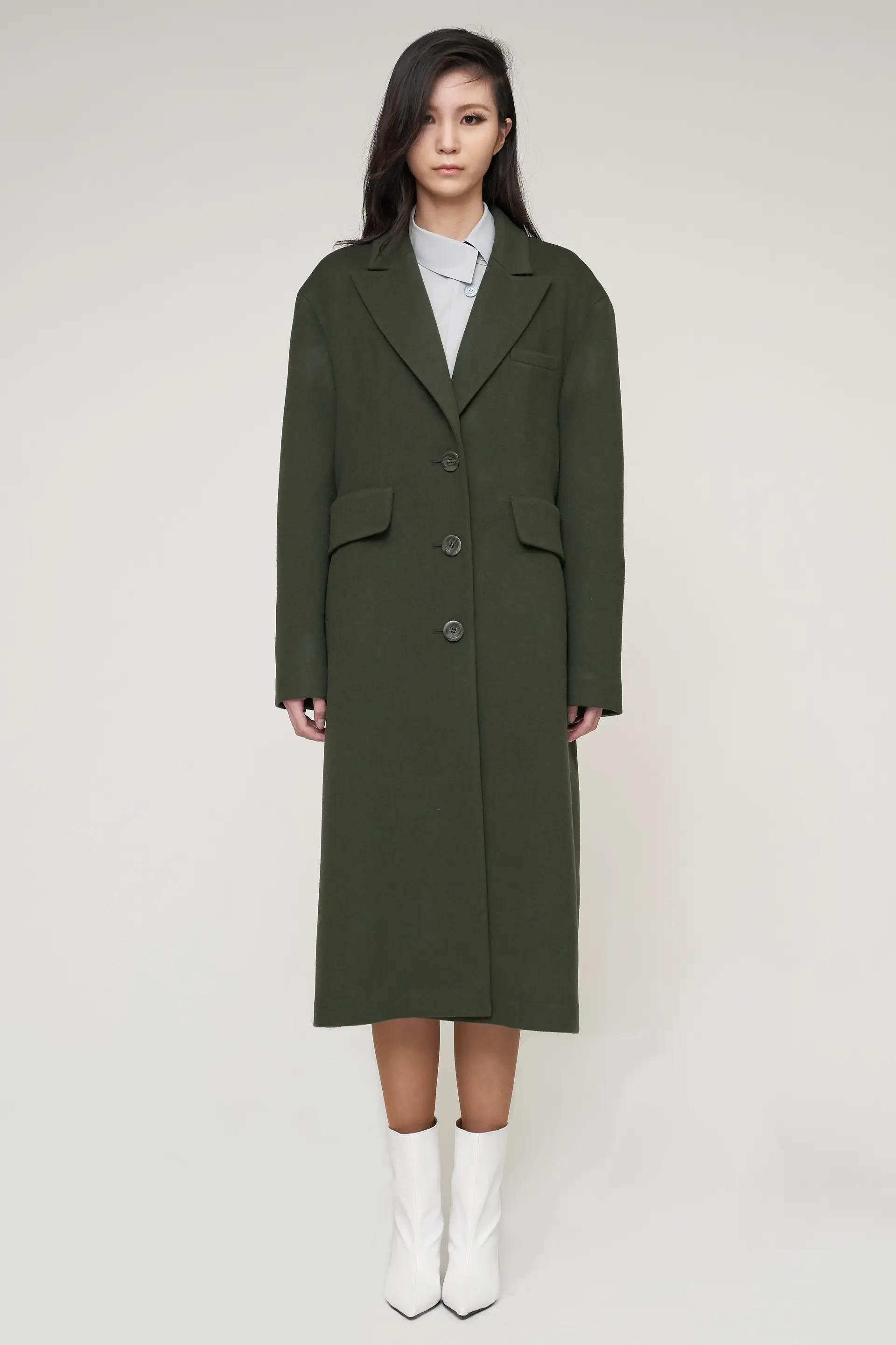 Khaki Green Tailored Single Coat