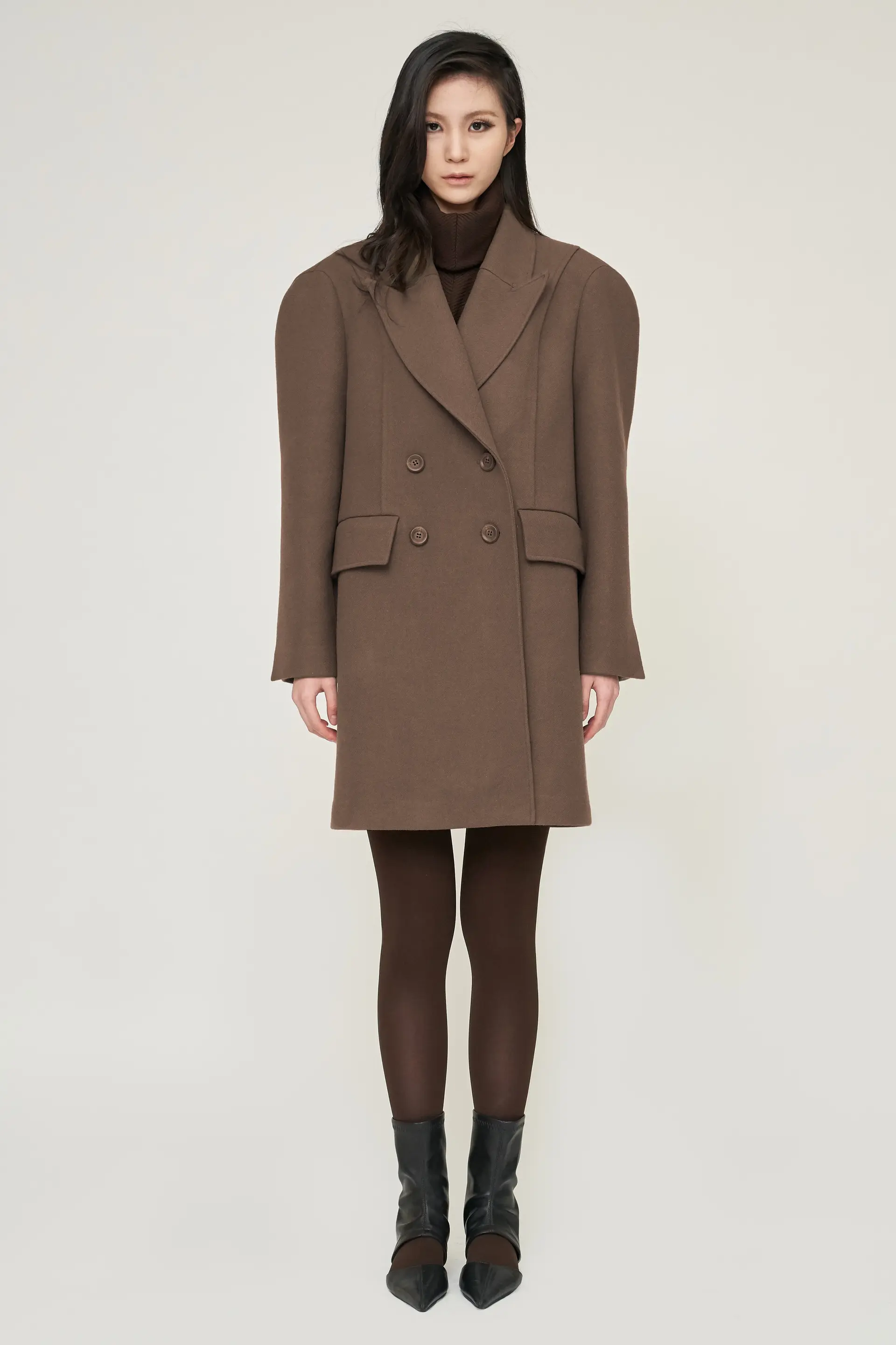 Cocoa Brown Signature Structured Wool Coat