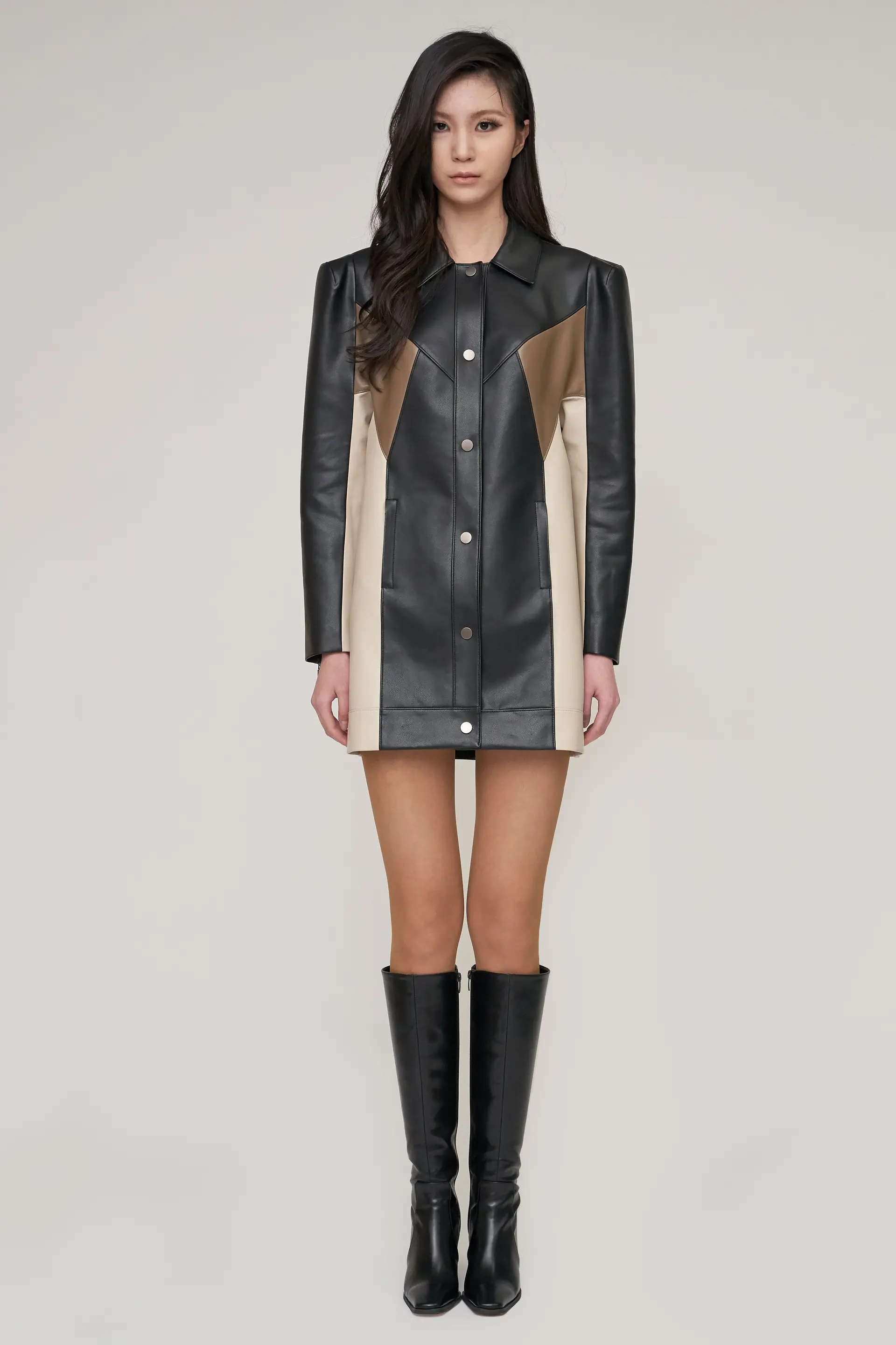 Black Faux Leather Signature Sculpted Biker Jacket