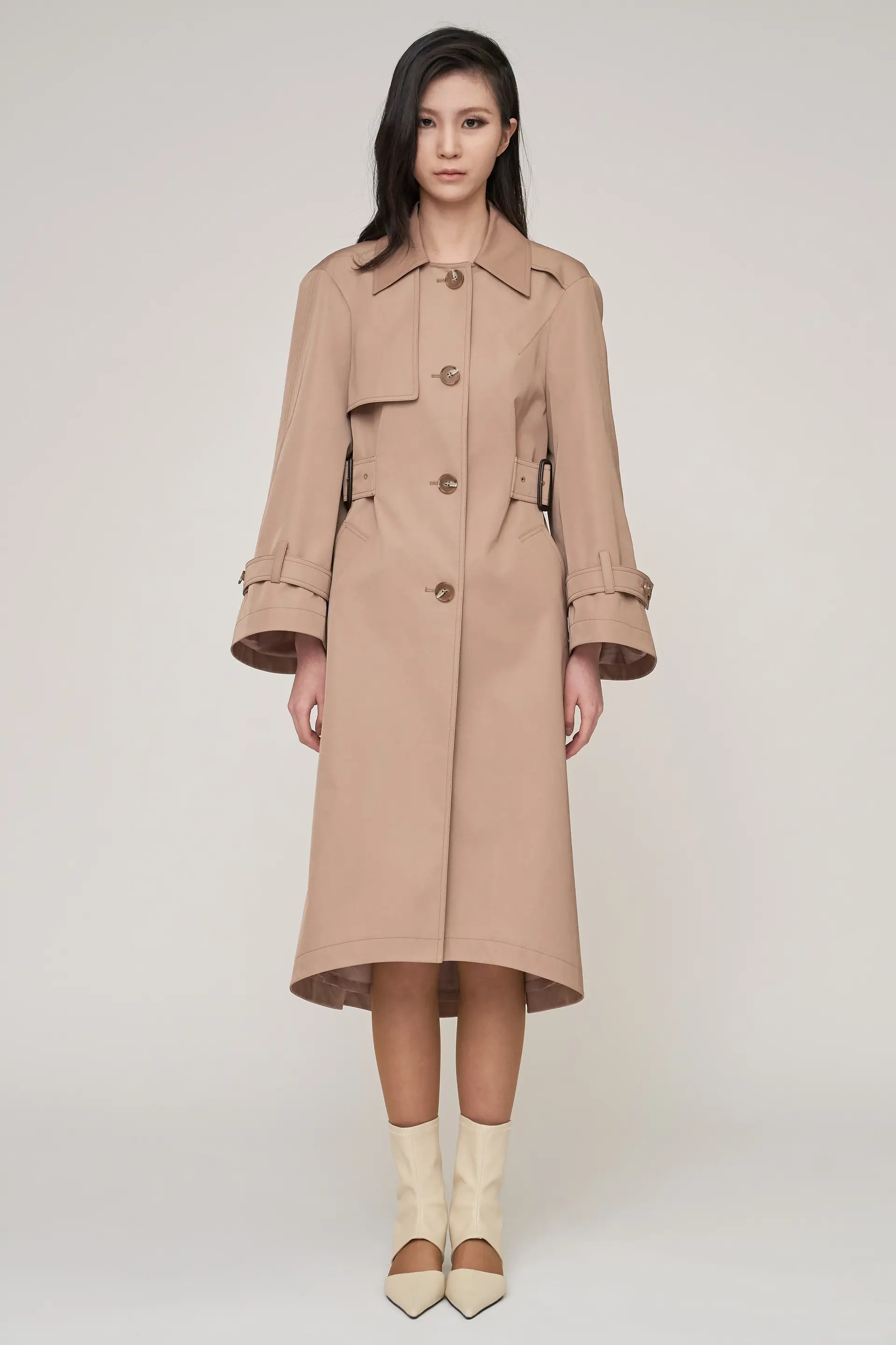 Beige Ochre Signature Structured Trench Coat