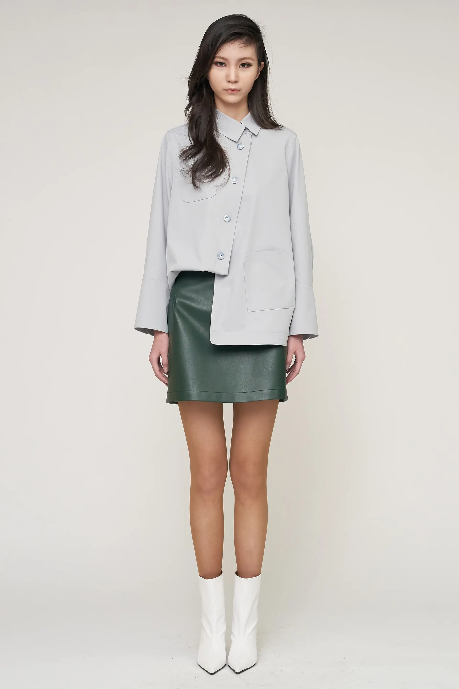 Blue Asymmetric Shirt Blouse