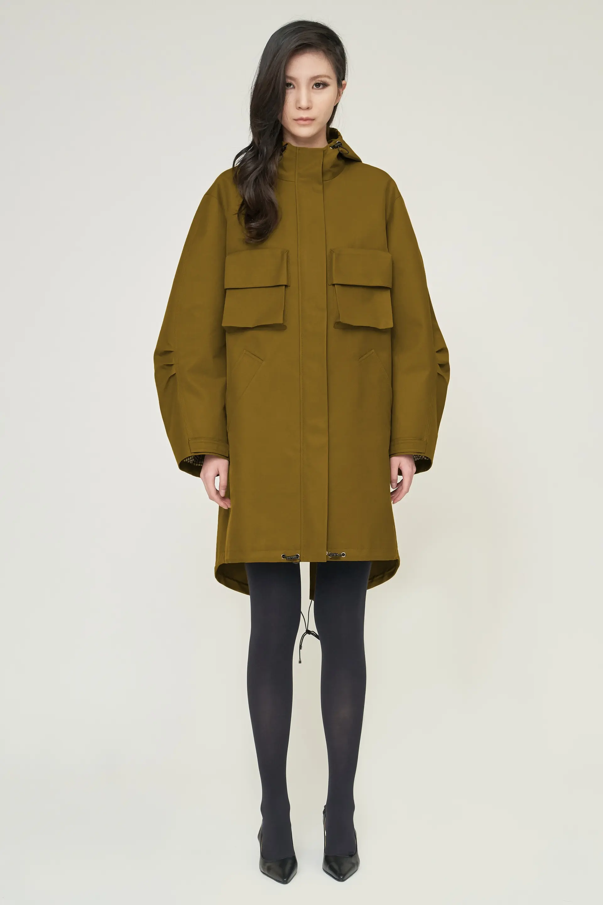 Khaki Mustard Signature Design Hooded Parka