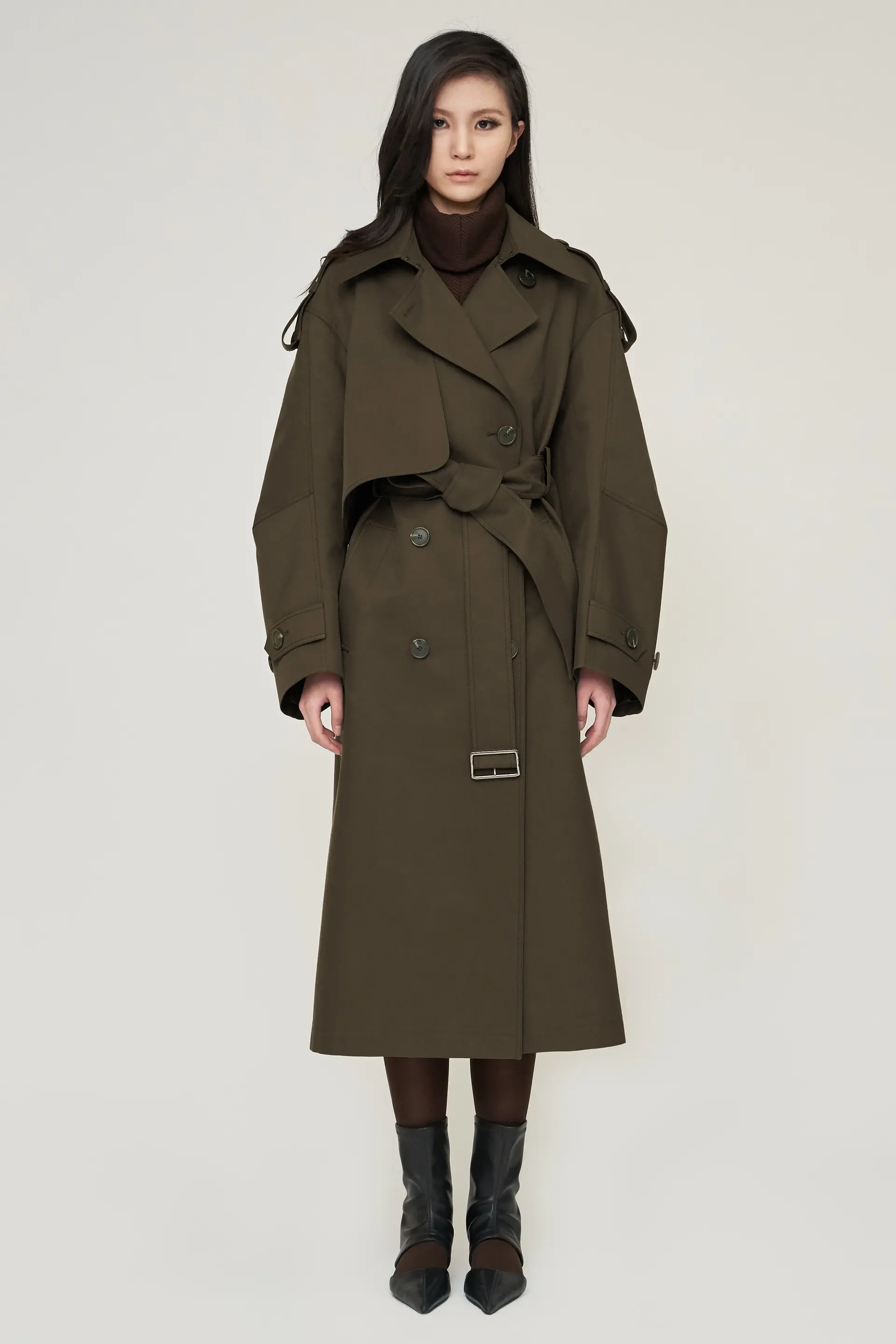 Dark Khaki Signature Design Trench Coat