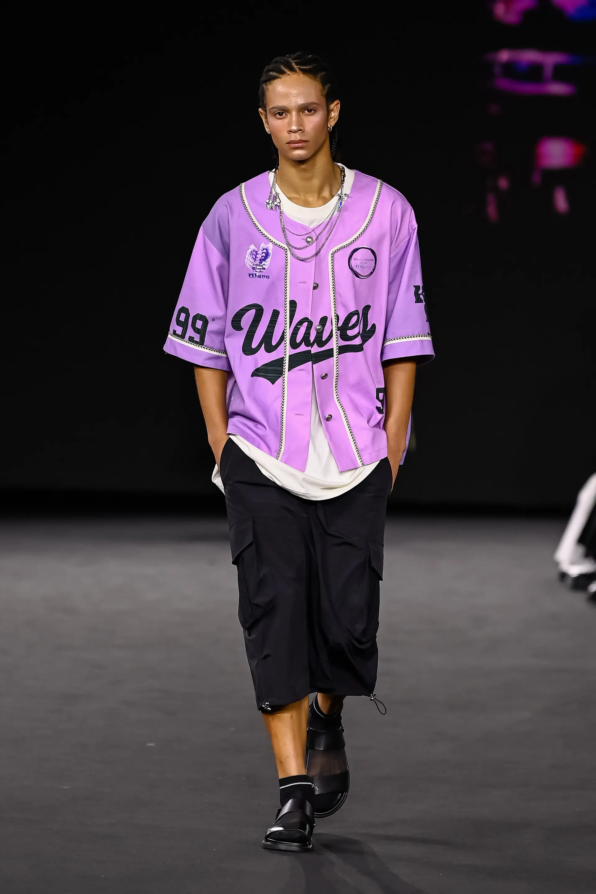 26SS Purple Wave 99 Printing Half Sleeve Jacket
