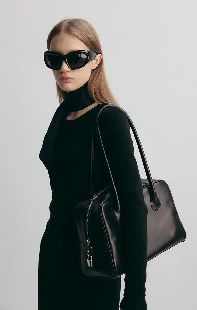 Harper Square Tote Leather Bag (Black)